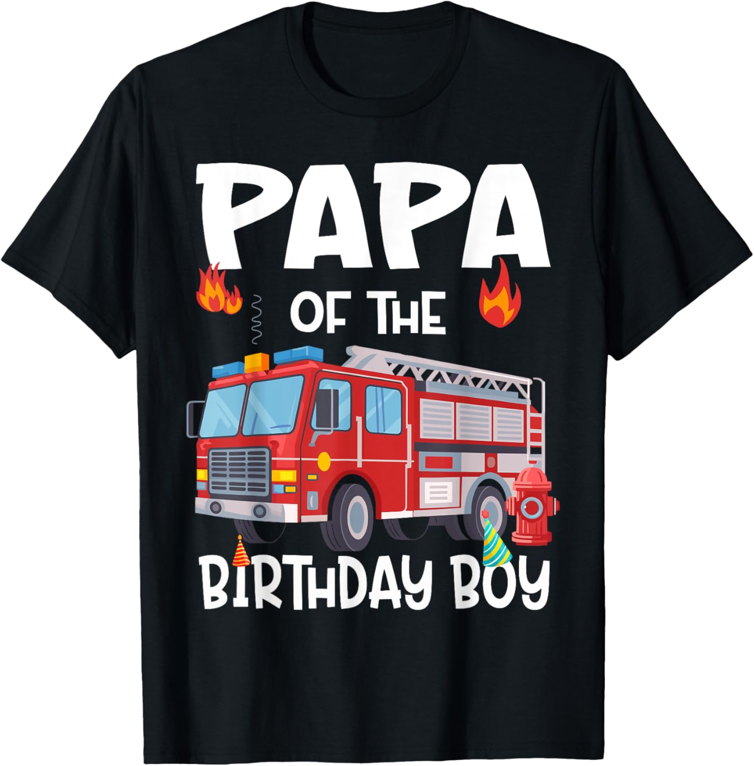 Papa of the Birthday Boy Fire Truck Firefighter Dad T-Shirt Perfect Gift - 4