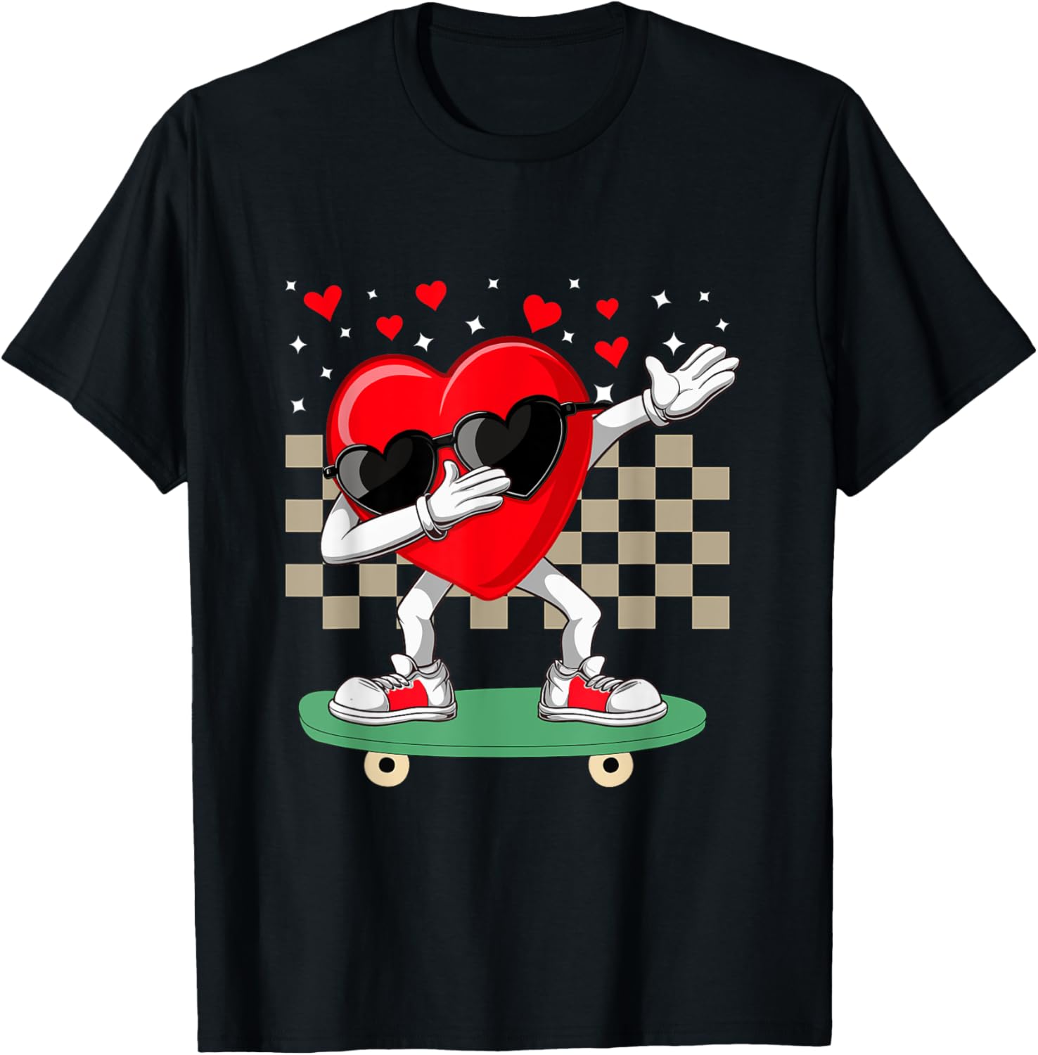 Dabbing Heart Skateboarding Dab Dance T-Shirt for Valentine's Day Fun - 13