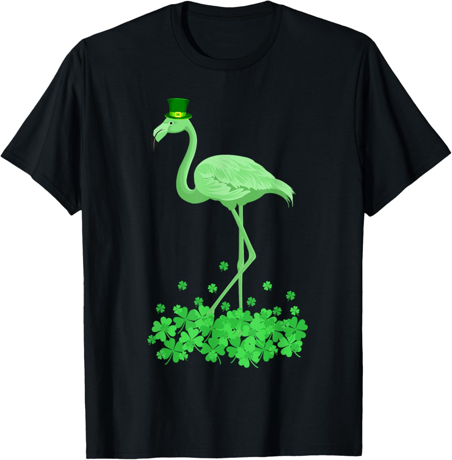 Lucky Leprechaun Flamingo T-Shirt for St Patrick's Day Fun - 17