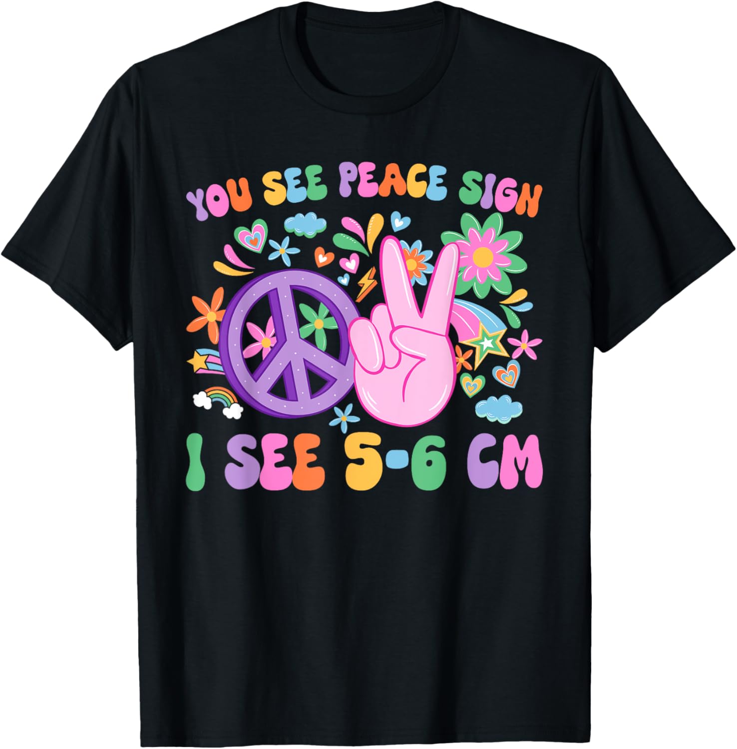 Funny L&D Nurse NICU T-Shirt - You See Peace Sign I See Uterus Design - 6