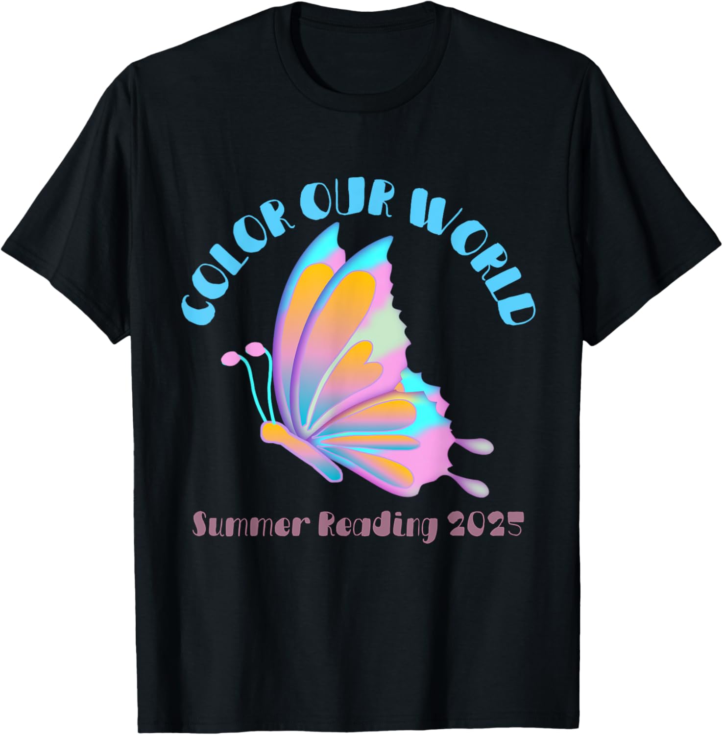 Color Our World Summer 2025 Butterfly T-Shirt for Reading Enthusiasts - 3