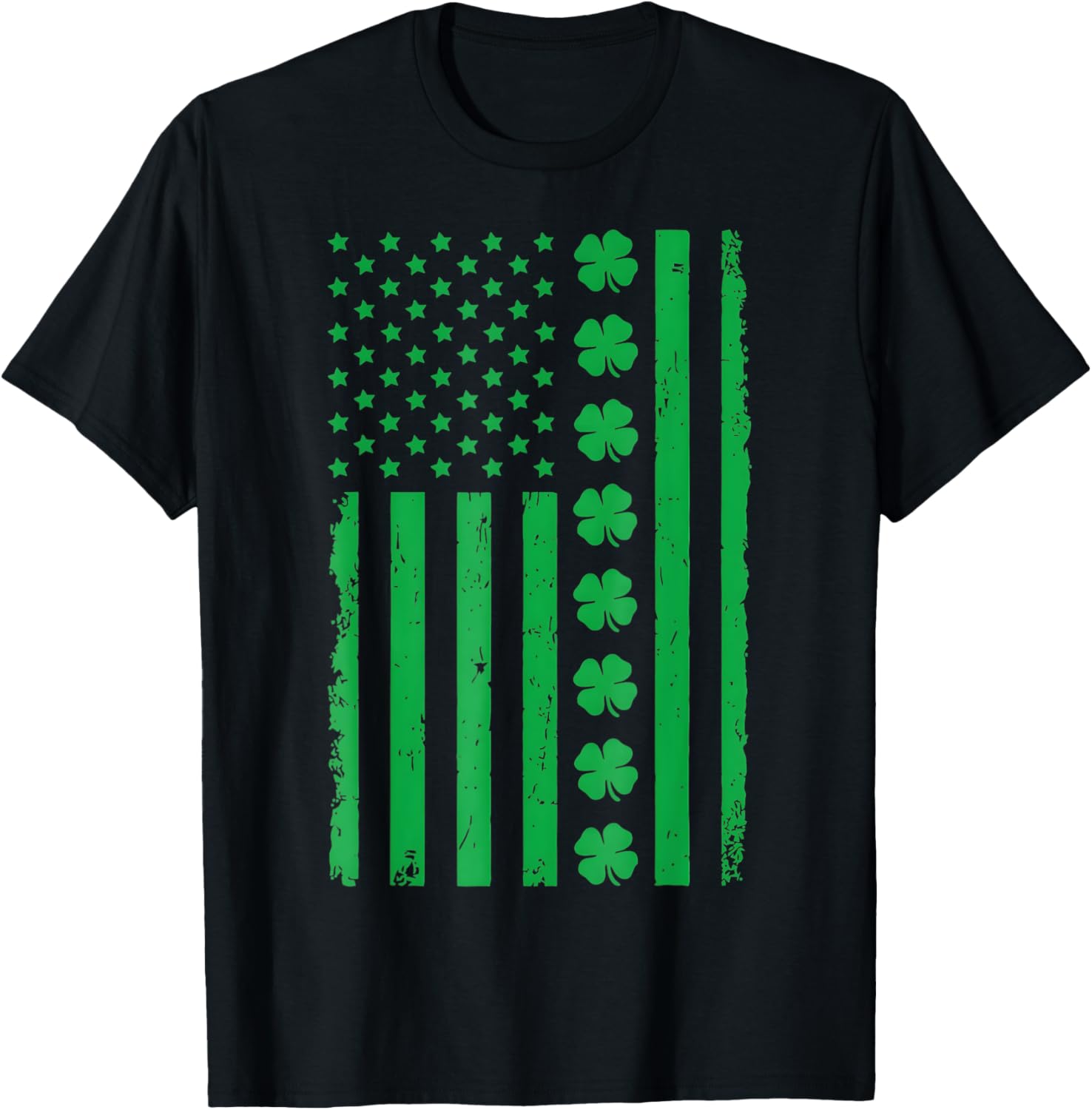 Stunning US American Flag T-Shirt with Shamrocks for St. Patrick's Day - 19