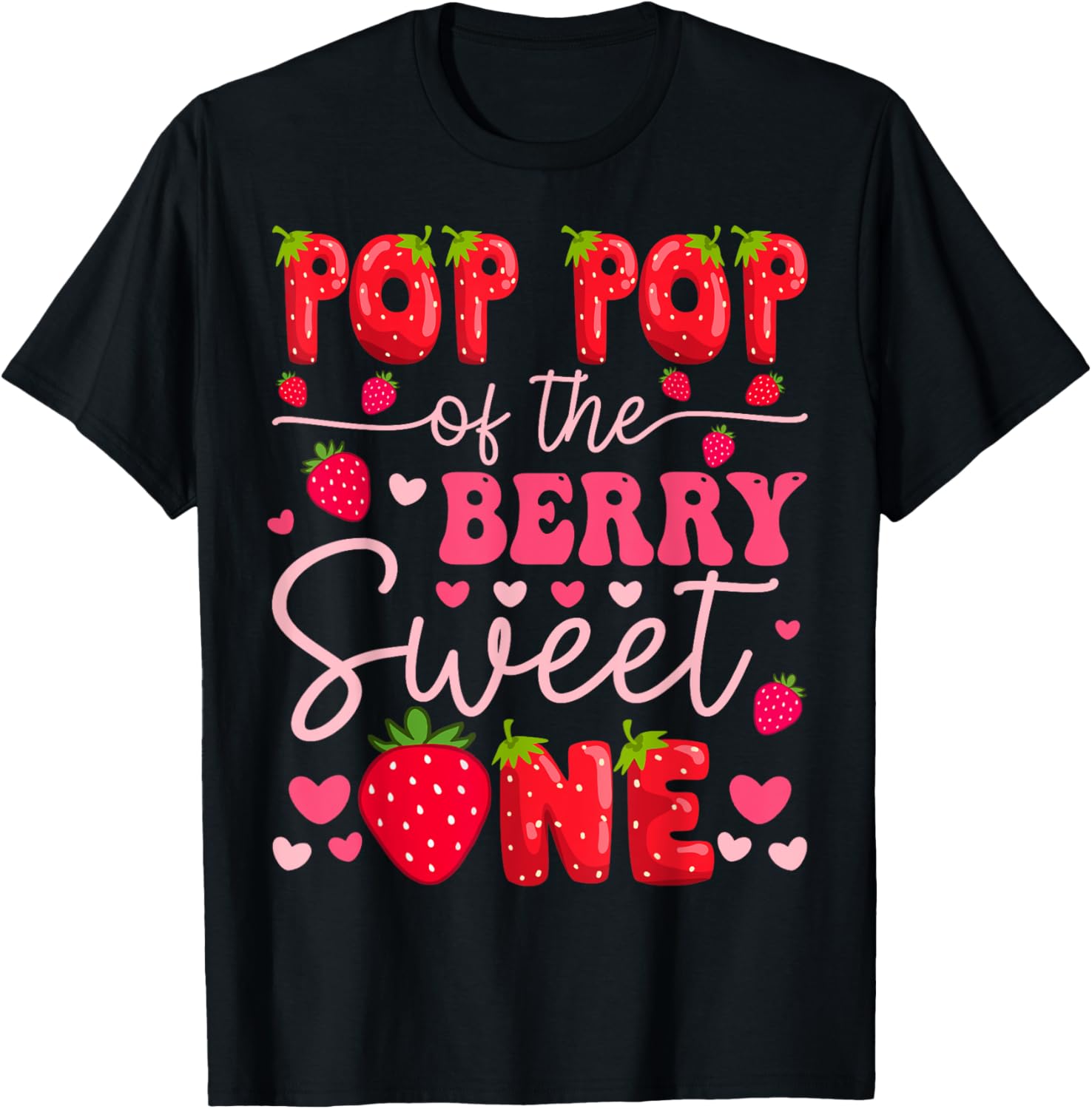 Cute Strawberry 1st Birthday Girl T-Shirt Perfect for Party Celebration - 8