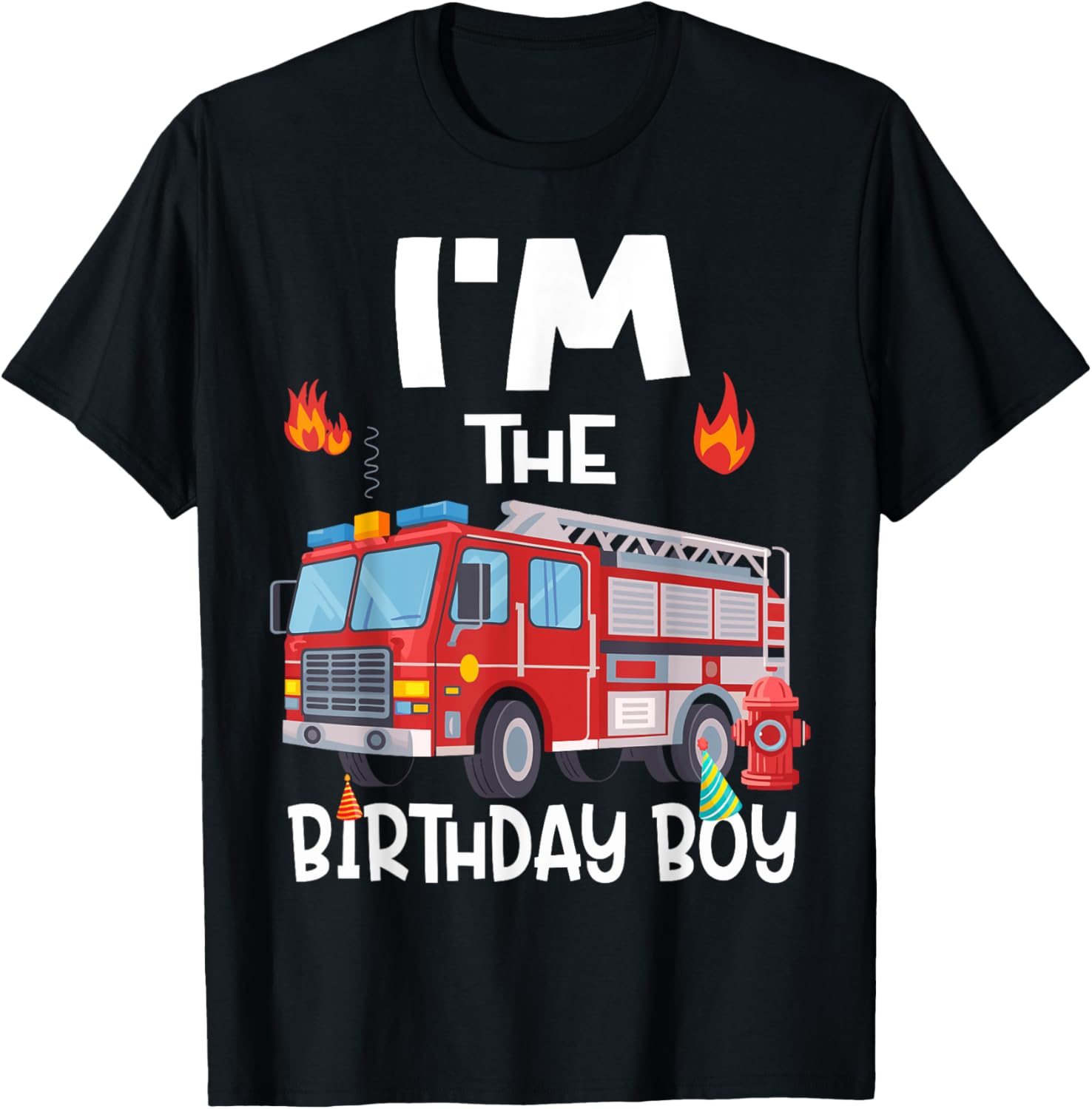 Birthday Boy Fire Truck Firefighter Family T-Shirt for Fun Celebrations - 7