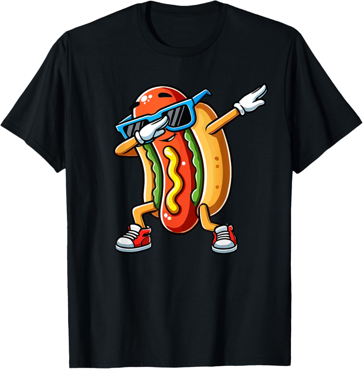 Funny Dabbing Hotdog Sunglasses T-Shirt for Kids Who Love Dogs and Hotdogs - 14