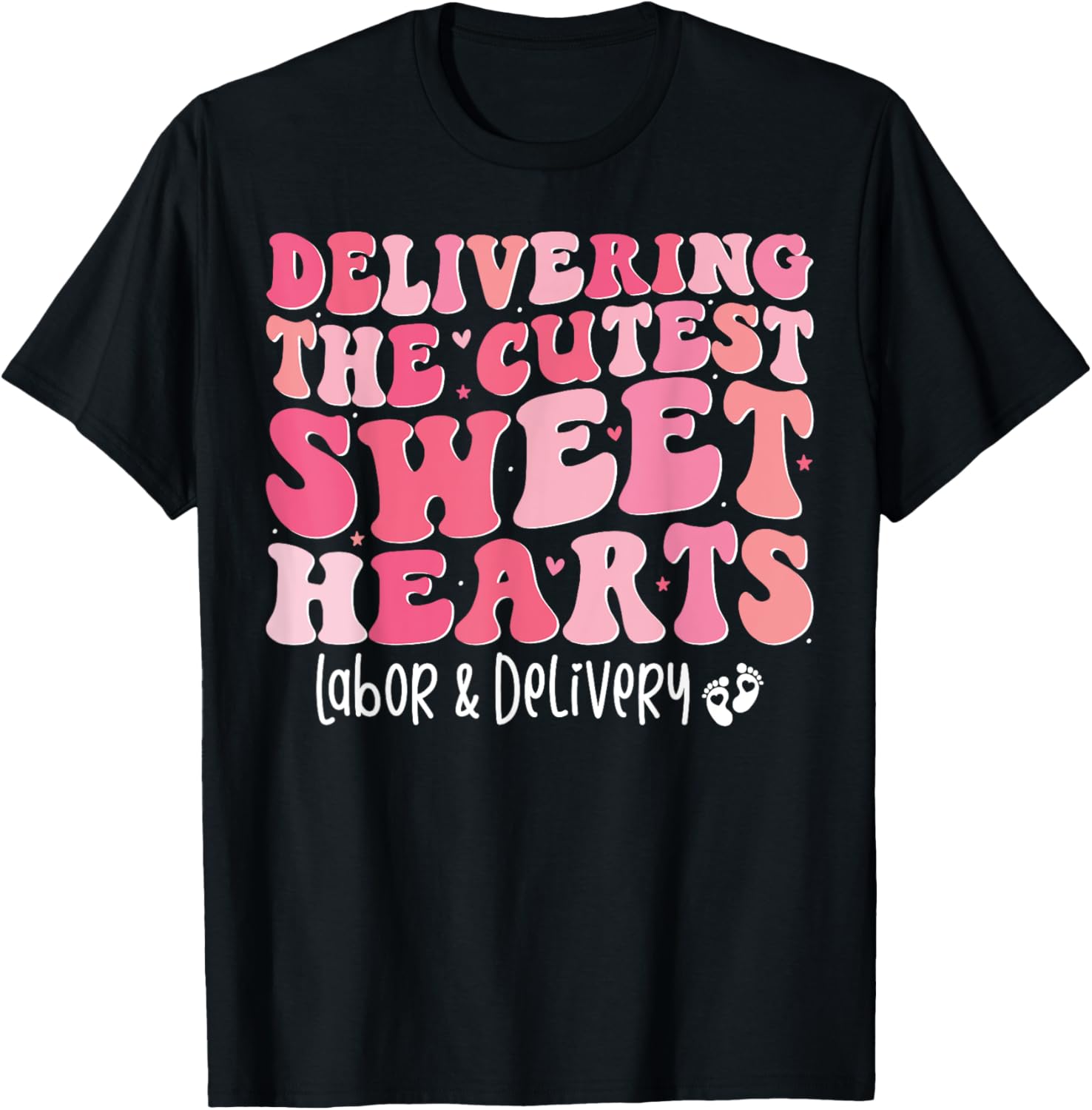Groovy Labor and Delivery Nurse Valentine's Day T-Shirt for Nurses - 9