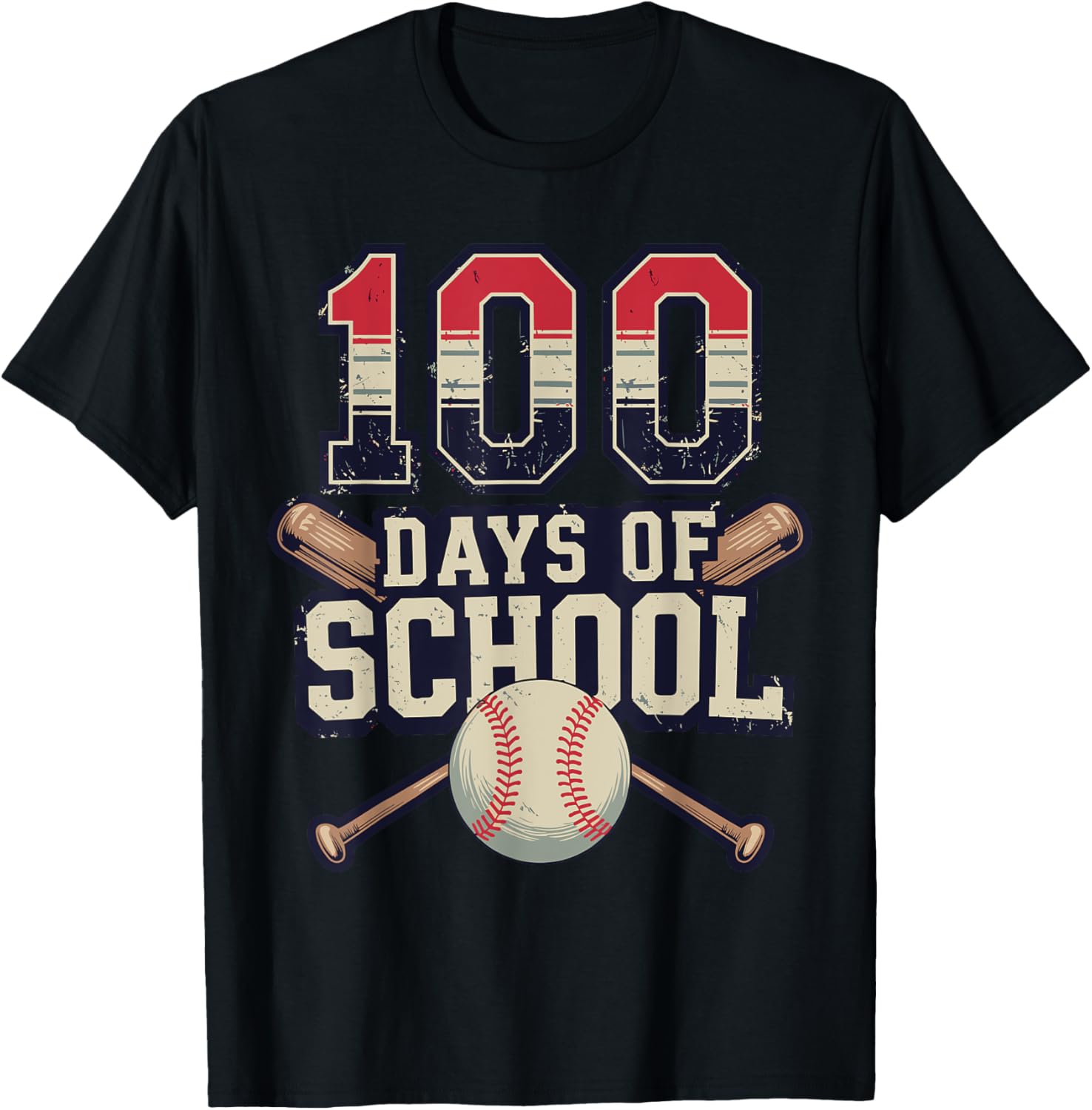 Vintage Baseball Theme 100 Days of School Celebration T-Shirt for Kids - 22