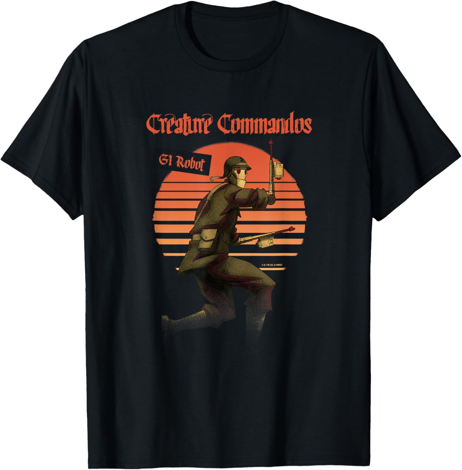 Creature Commandos G.I. Robot Poster T-Shirt for Adults - Black Small - 1