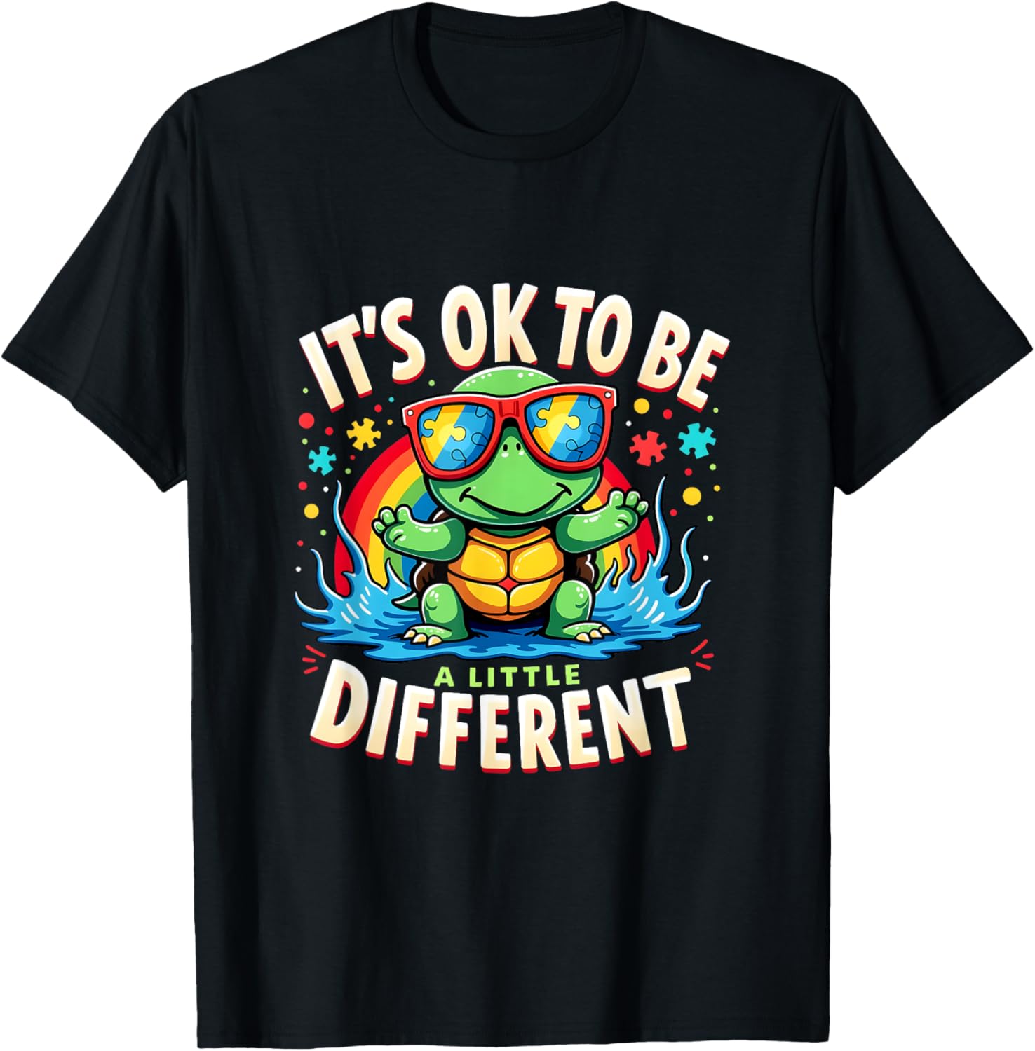 Cute Turtle Autism Awareness T-Shirt It's Ok To Be A Little Different - 5