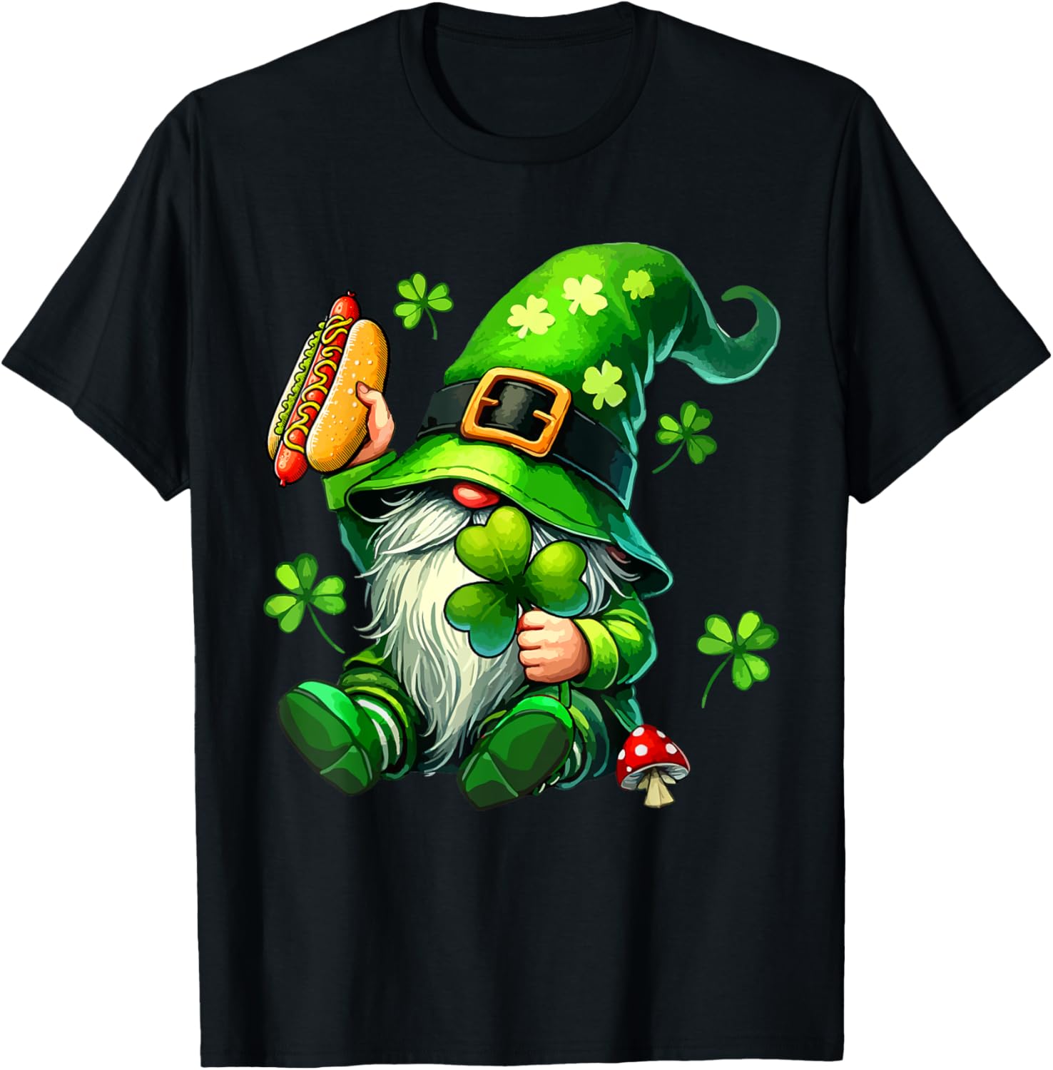 Gnome Eating Hot Dog St. Patrick's Day T-Shirt for Food Lovers - 8
