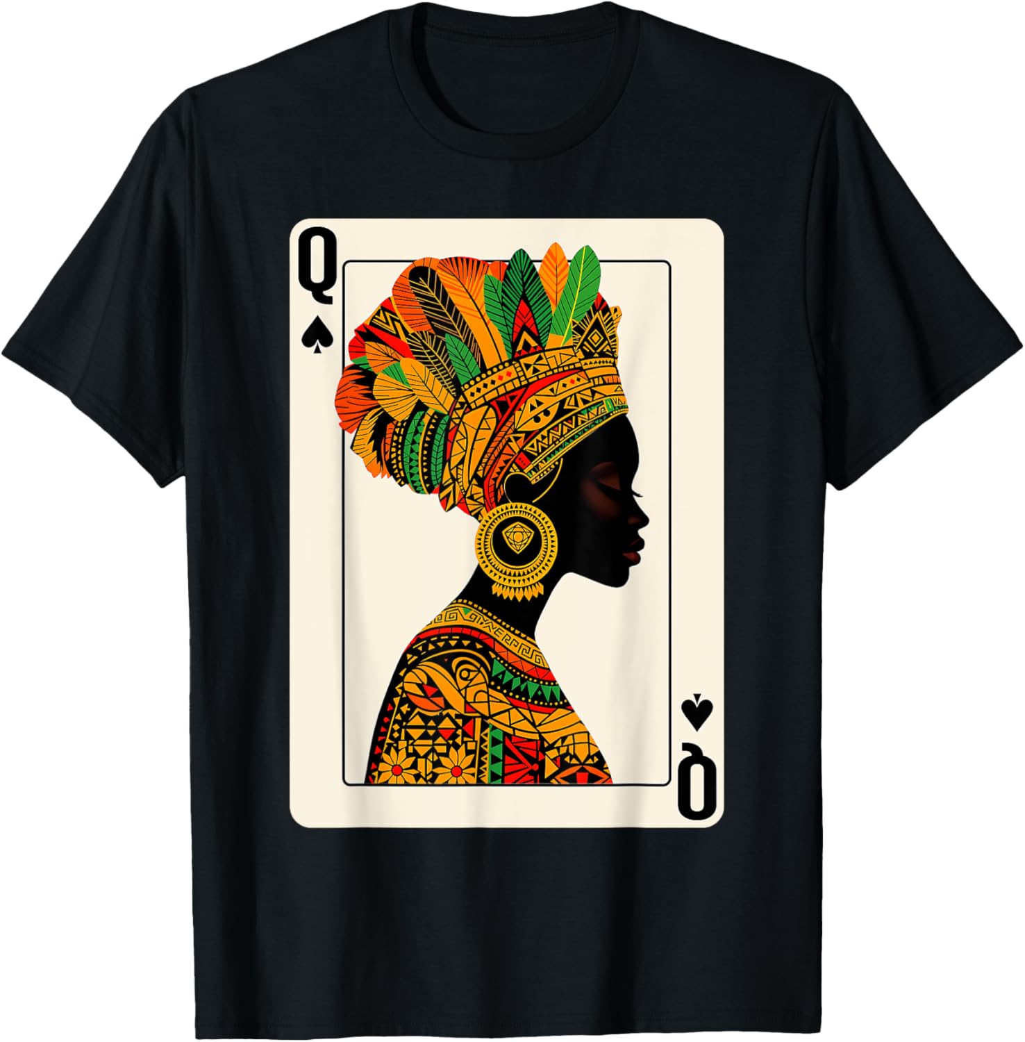 Black Queen of Spades Card Game T-Shirt Celebrating Proud Black Women - 13