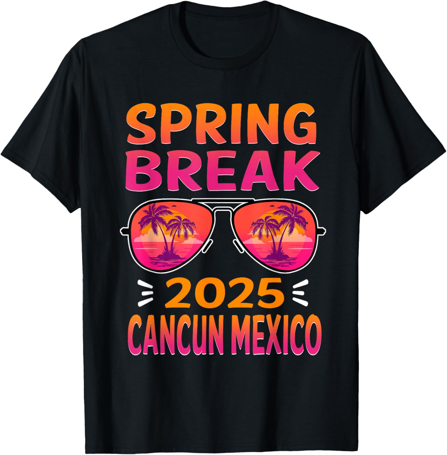 Retro Beach Vacation T-Shirt with Spring Break Cancun Sunglasses 2025 - 8