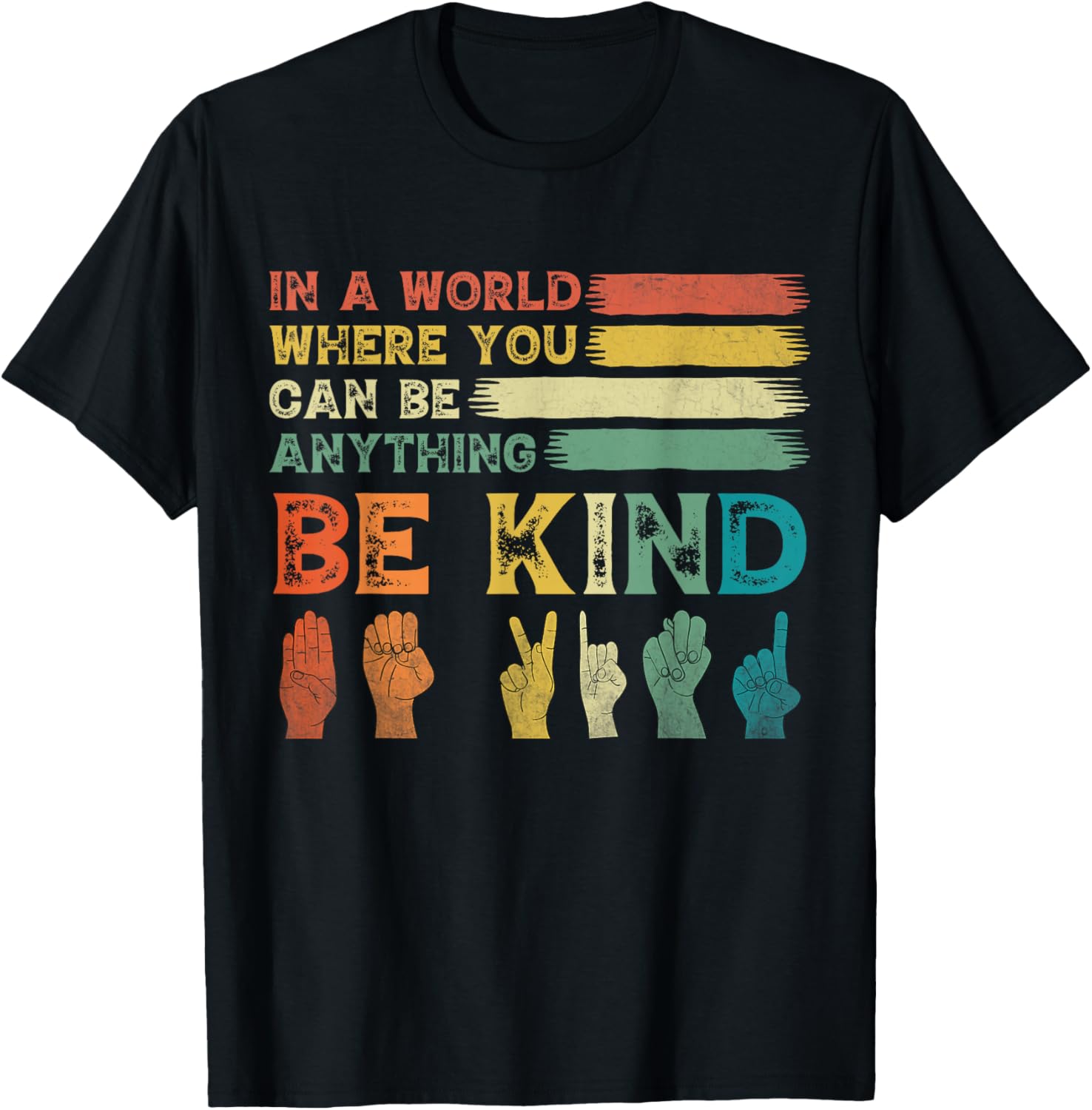 Be Kind Sign Language T-Shirt for Positive Vibes and Kindness Spreaders - 1