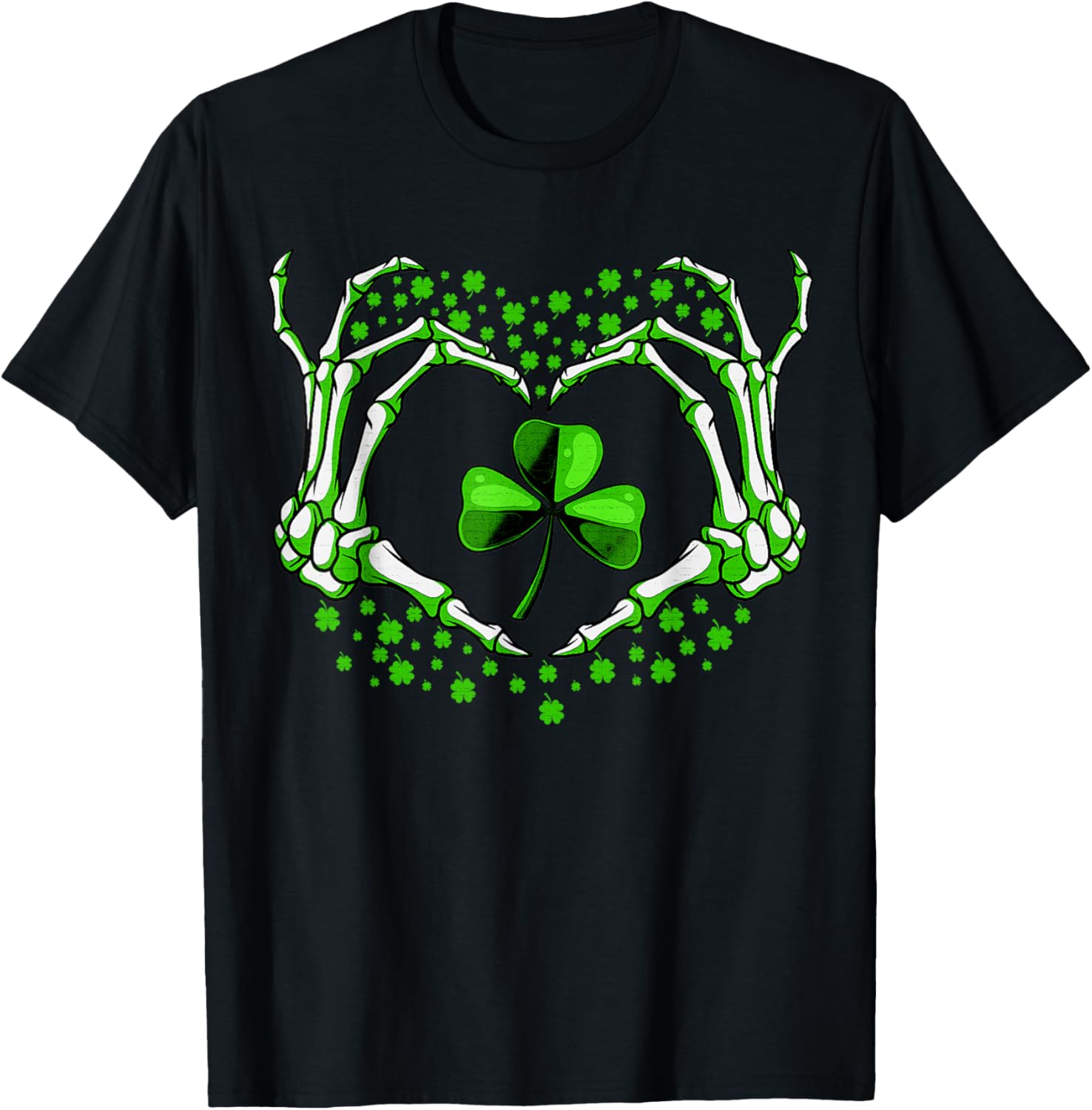 Skeleton Hand Heart Shamrock St Patricks Day T-Shirt for Festive Fun - 19