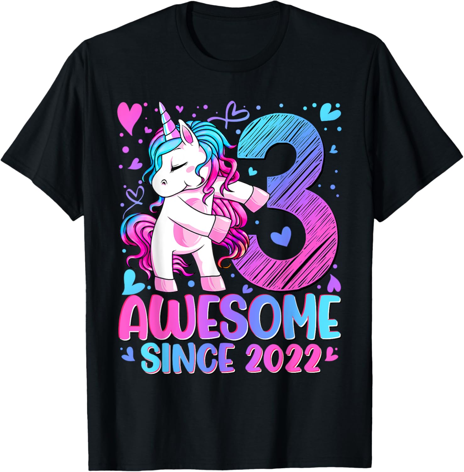 Cute Unicorn T-Shirt for 3 Year Old Girls Birthday Party Gifts - 7