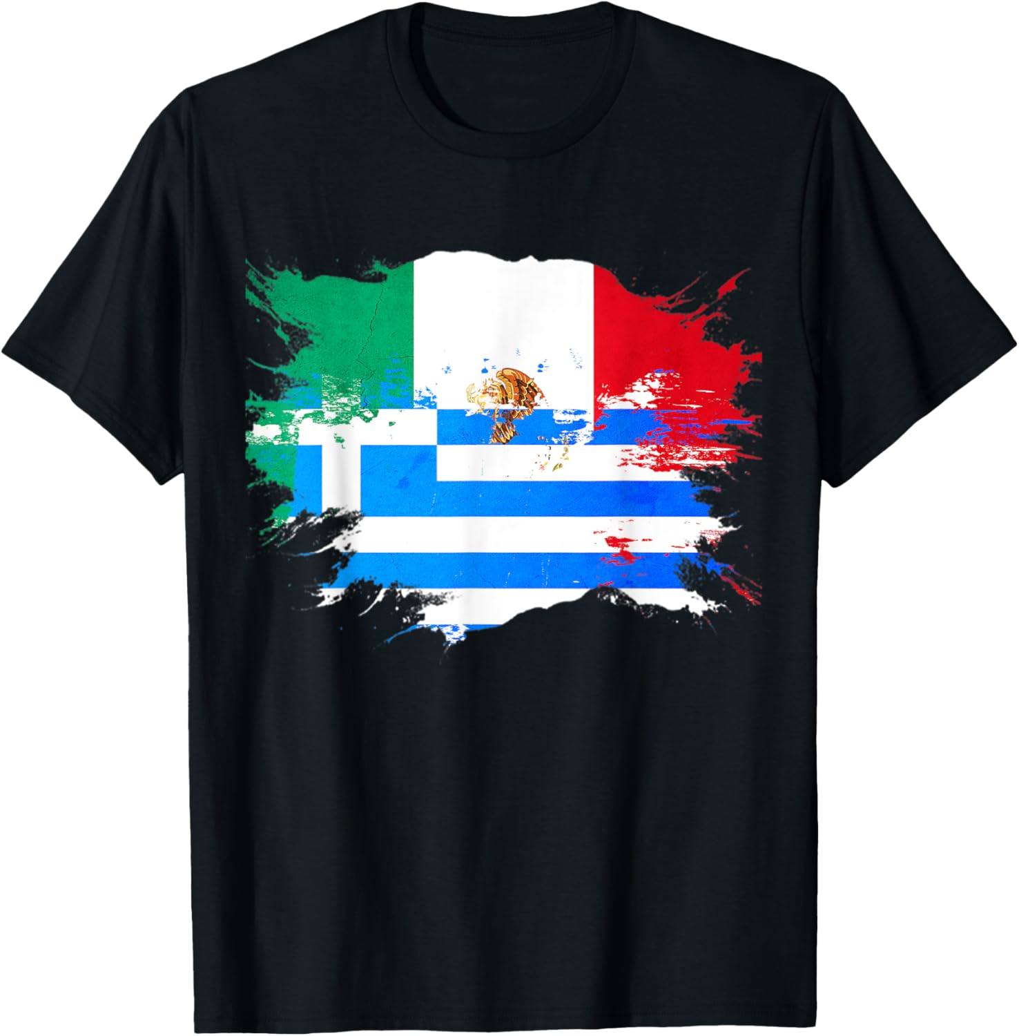Mexican and Greek Heritage Flag T-Shirt for Proud Celebrations - 8