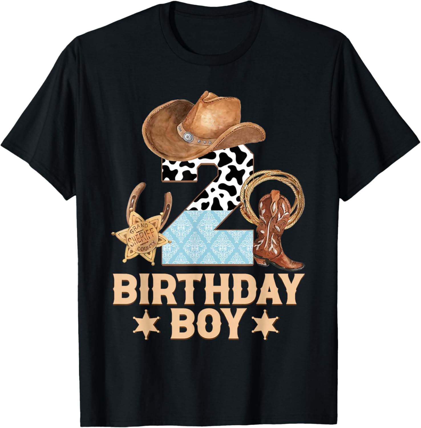 Western Family Birthday Boy Cowboy T-Shirt for 2nd Birthday Celebration - 1