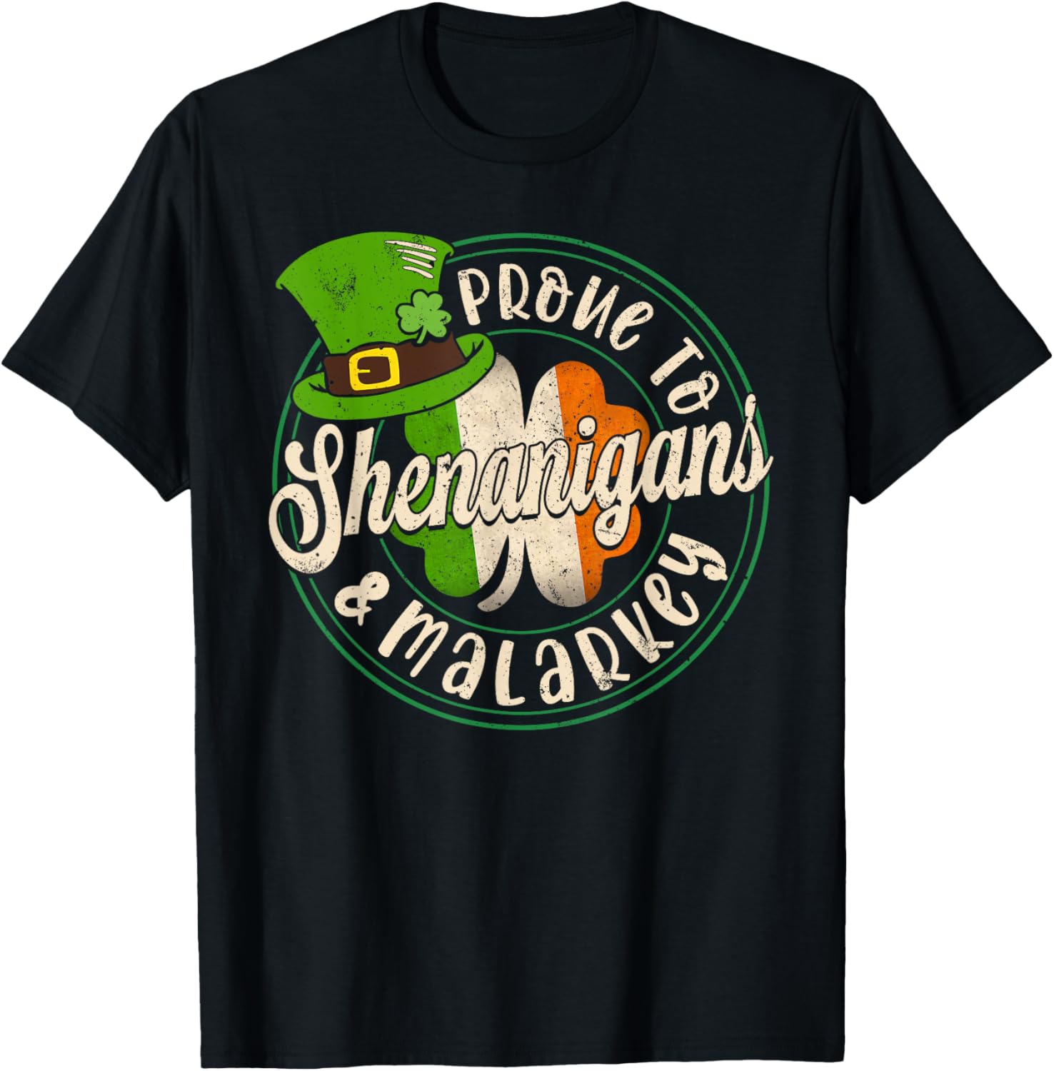 Prone to Shenanigans Fun St Patrick's Day Clover T-Shirt for All Ages - 12