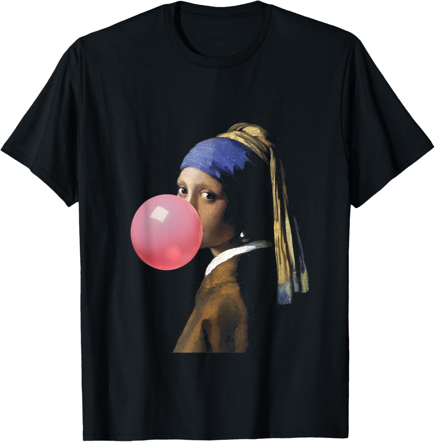 Johannes Vermeer Girl with a Pearl Earring Bubble Gum Pop Art T-Shirt - 1