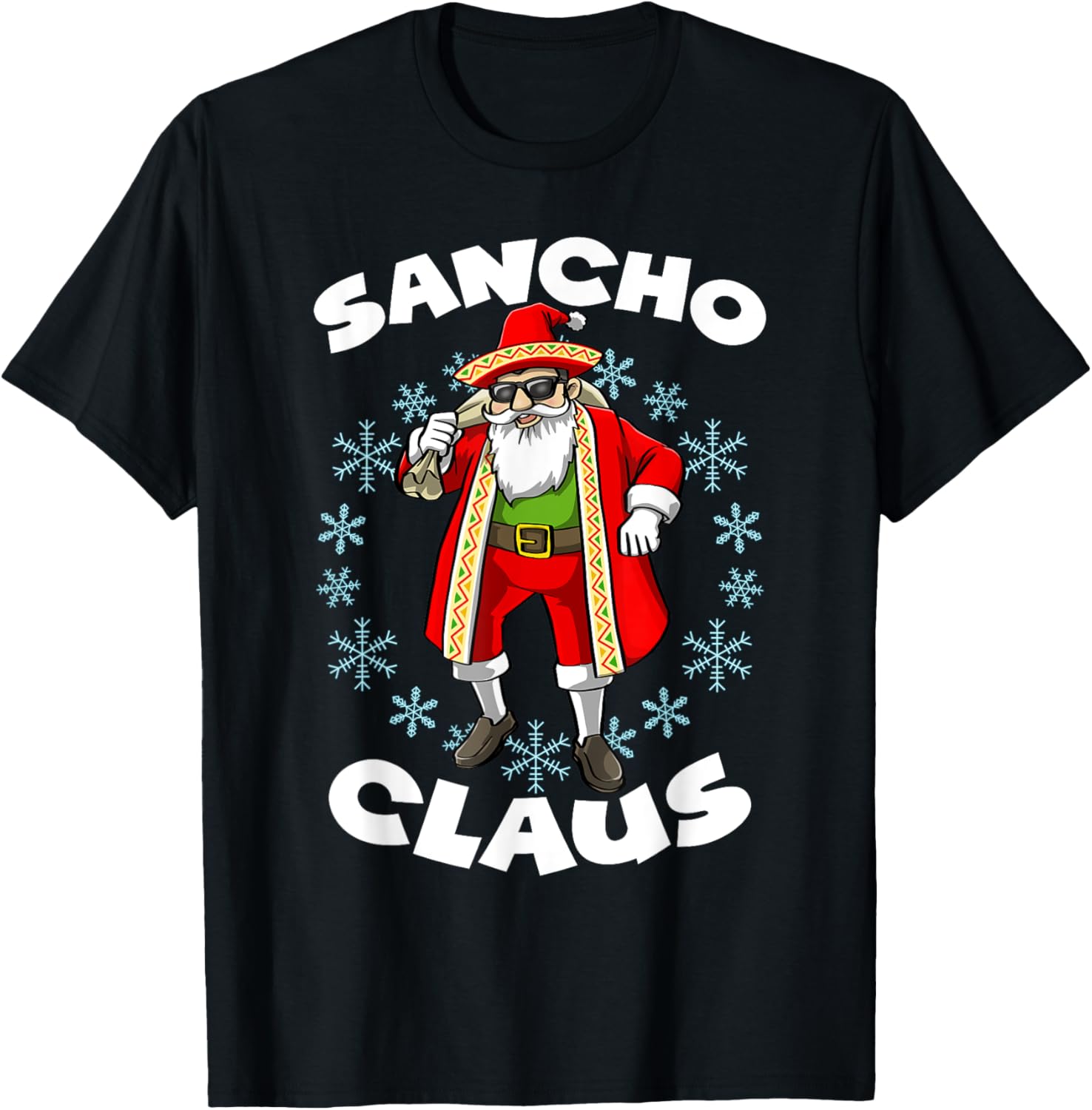 Funny Santa Claus Sancho Mexican Christmas T-Shirt for Holiday Cheer - 5