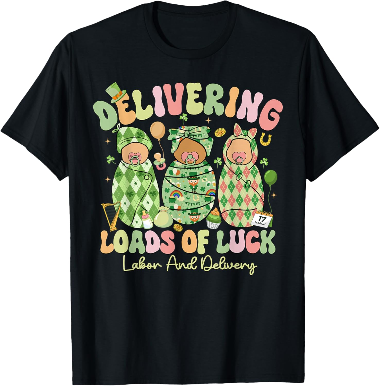 Lucky St Patricks Day Labor and Delivery T-Shirt for Moms to Be - 2