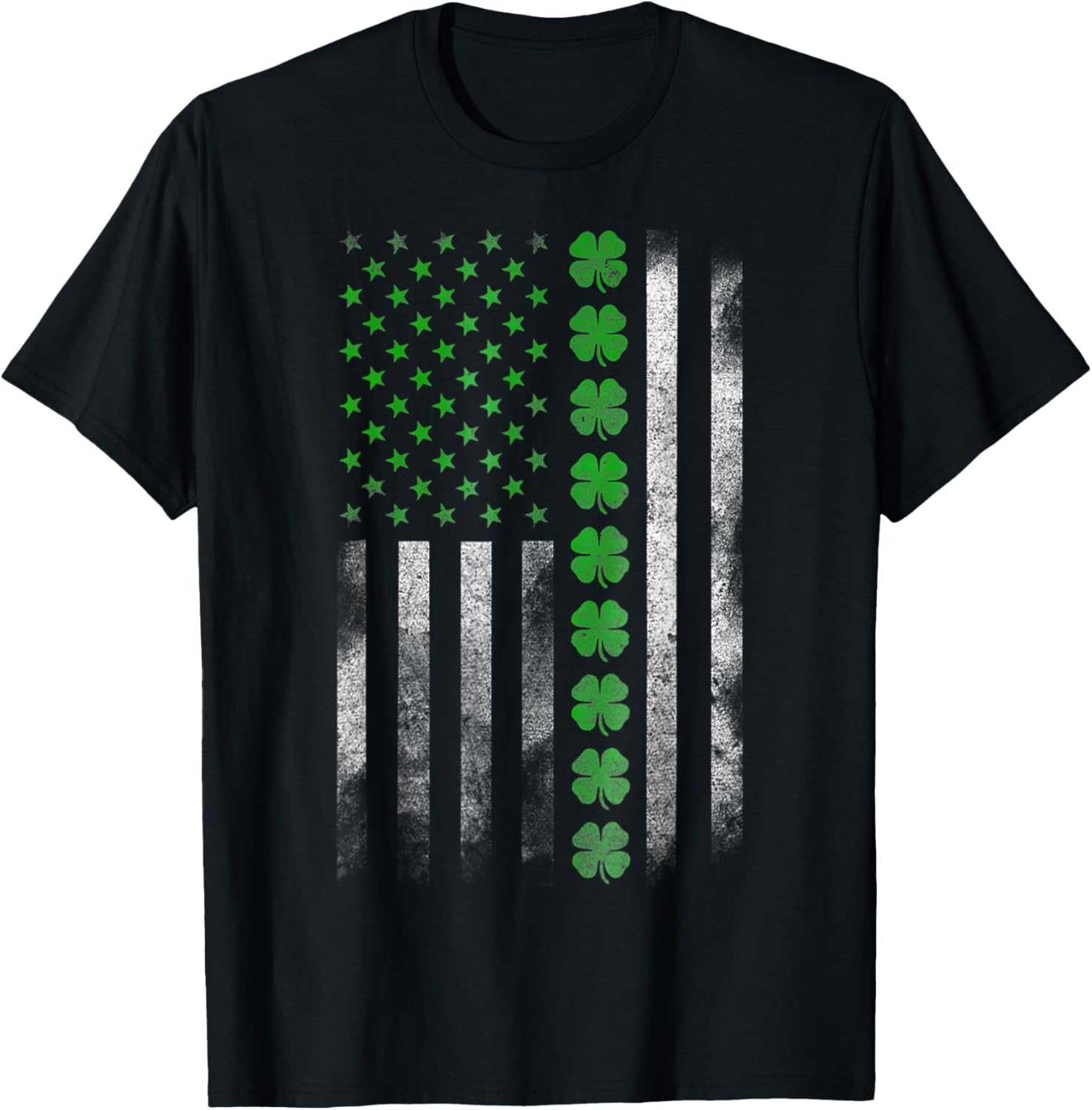 US American Flag Shamrocks St Patricks Day T-Shirt for Festive Fun - 1