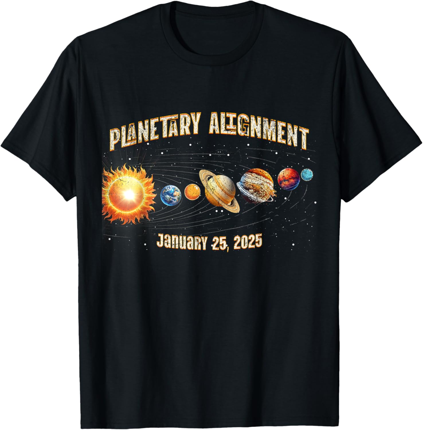 Vintage Planetary Alignment Memory T-Shirt for January 25 2025 Events - 11