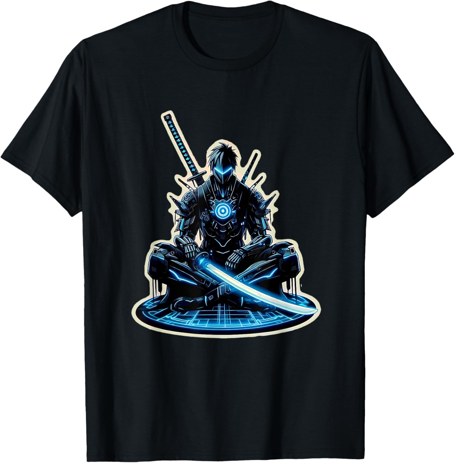 Futuristic Anime Samurai Gamer Warrior T-Shirt for Sci-Fi Fans - 14