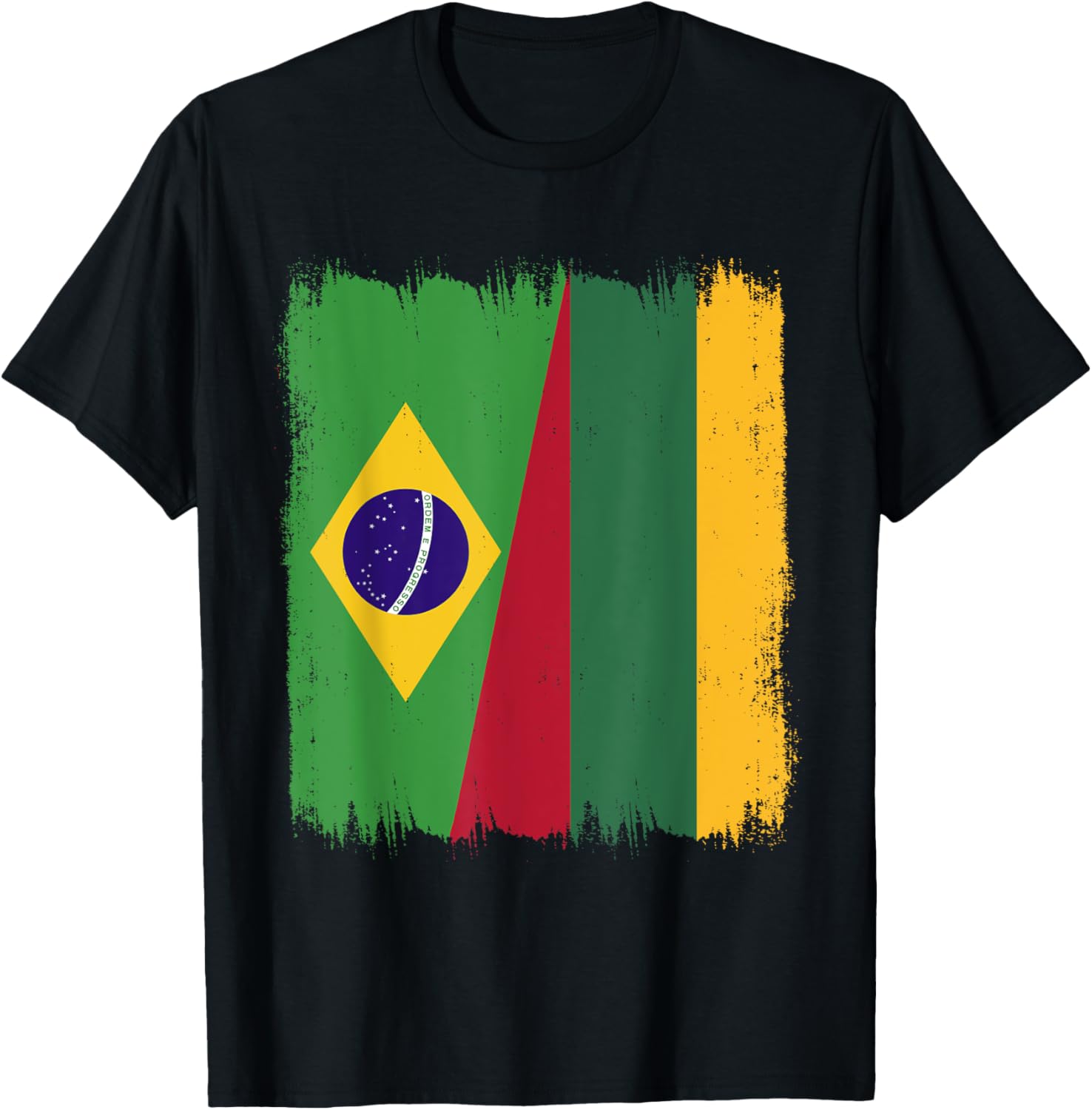 Brazil Lithuania Half Flag Roots T-Shirt for Proud Brazilian Lithuanians - 6