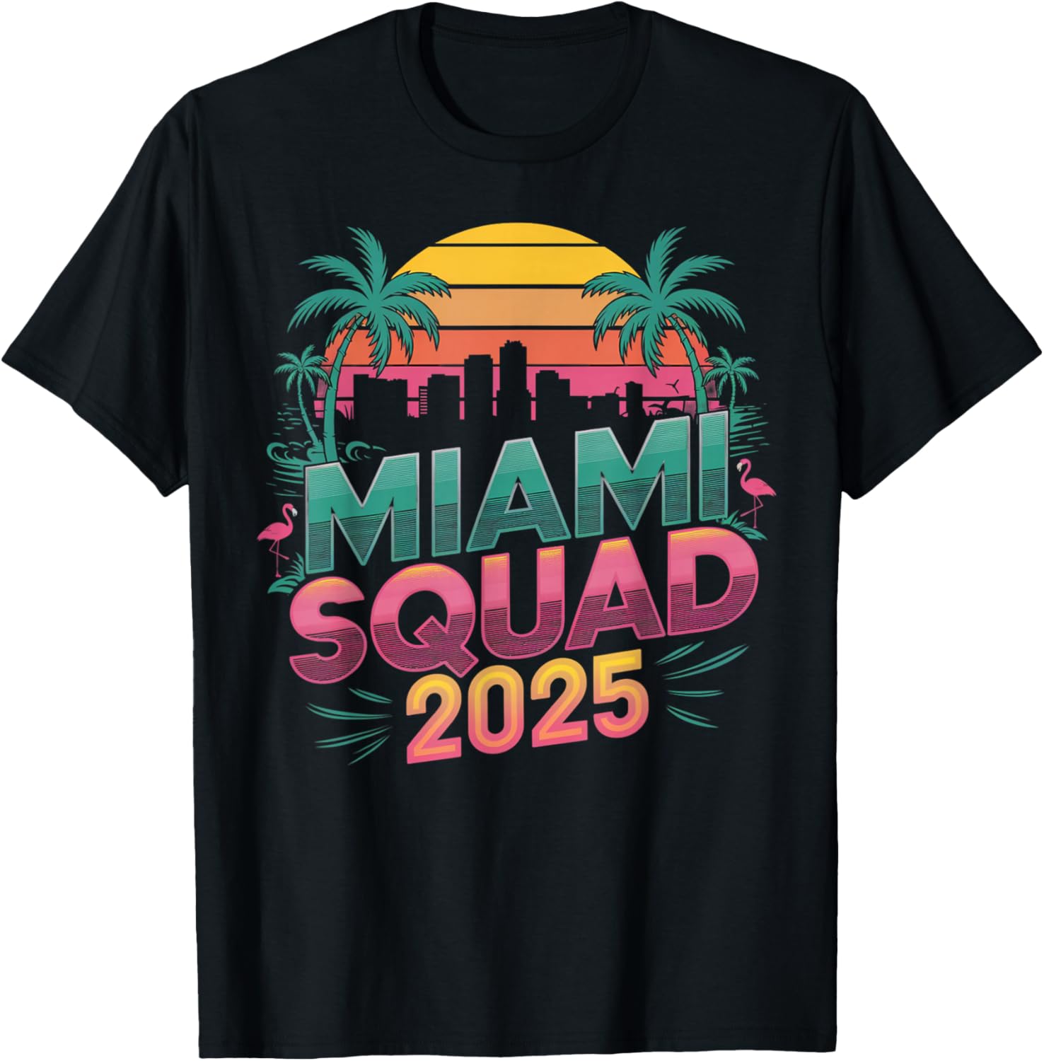 Miami Squad 2025 Funny Groovy Reunion Friends Trip Match T-Shirt - 1