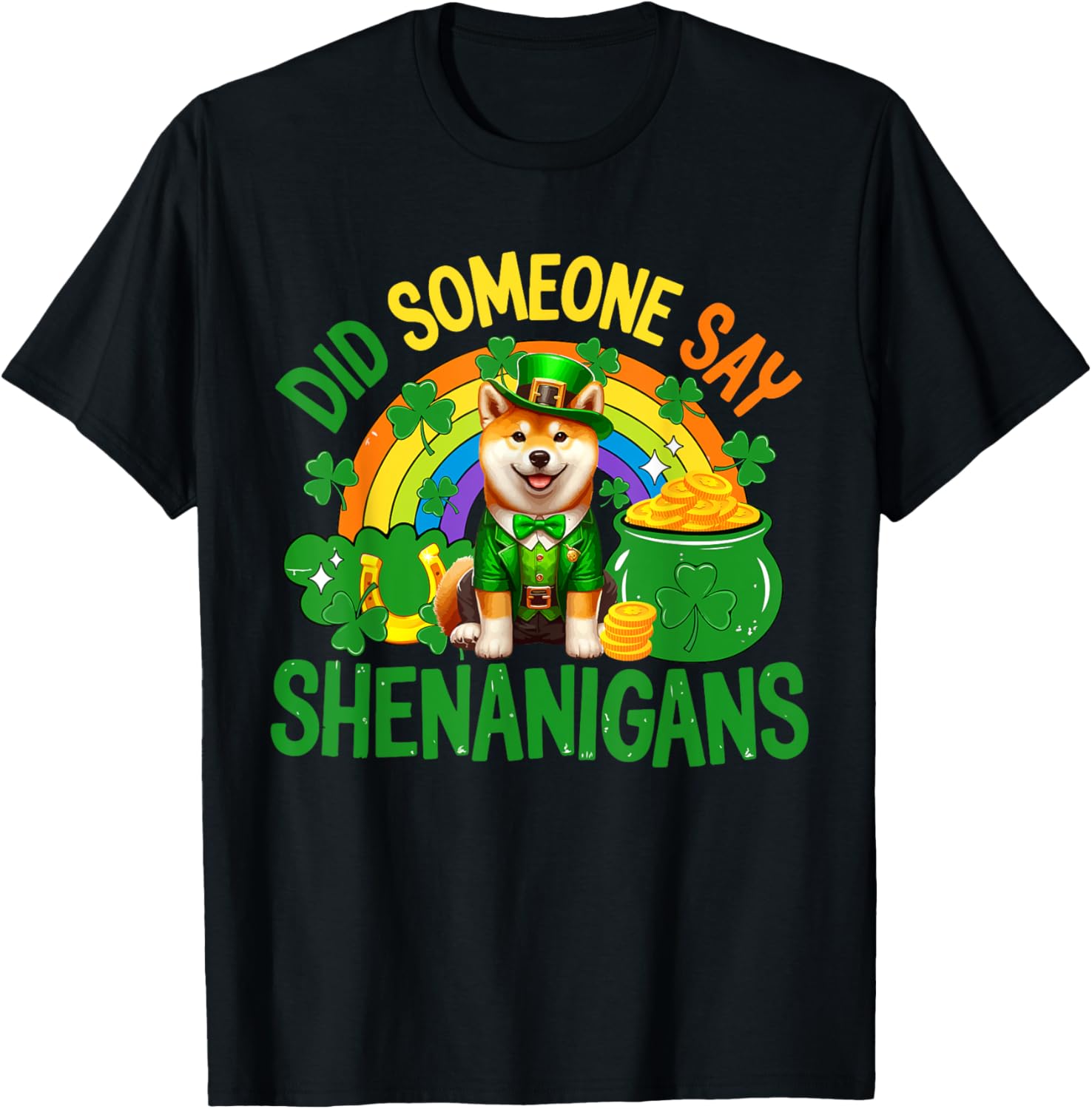 Shenanigans St. Patrick's Day Shiba Inu T-Shirt for Fun Celebrations - 3