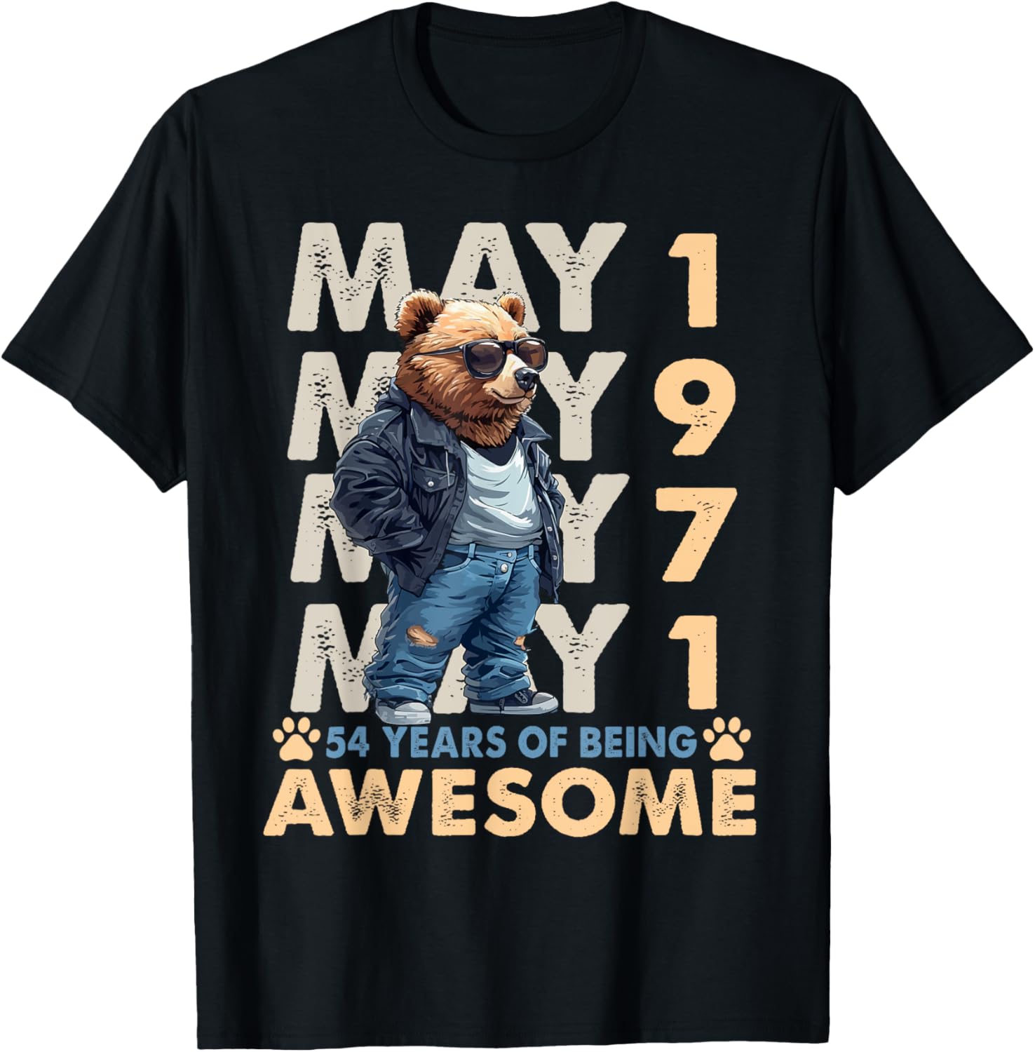 54th Birthday Bear Legends May 1971 T-Shirt for Men - Fun Gift Idea - 24