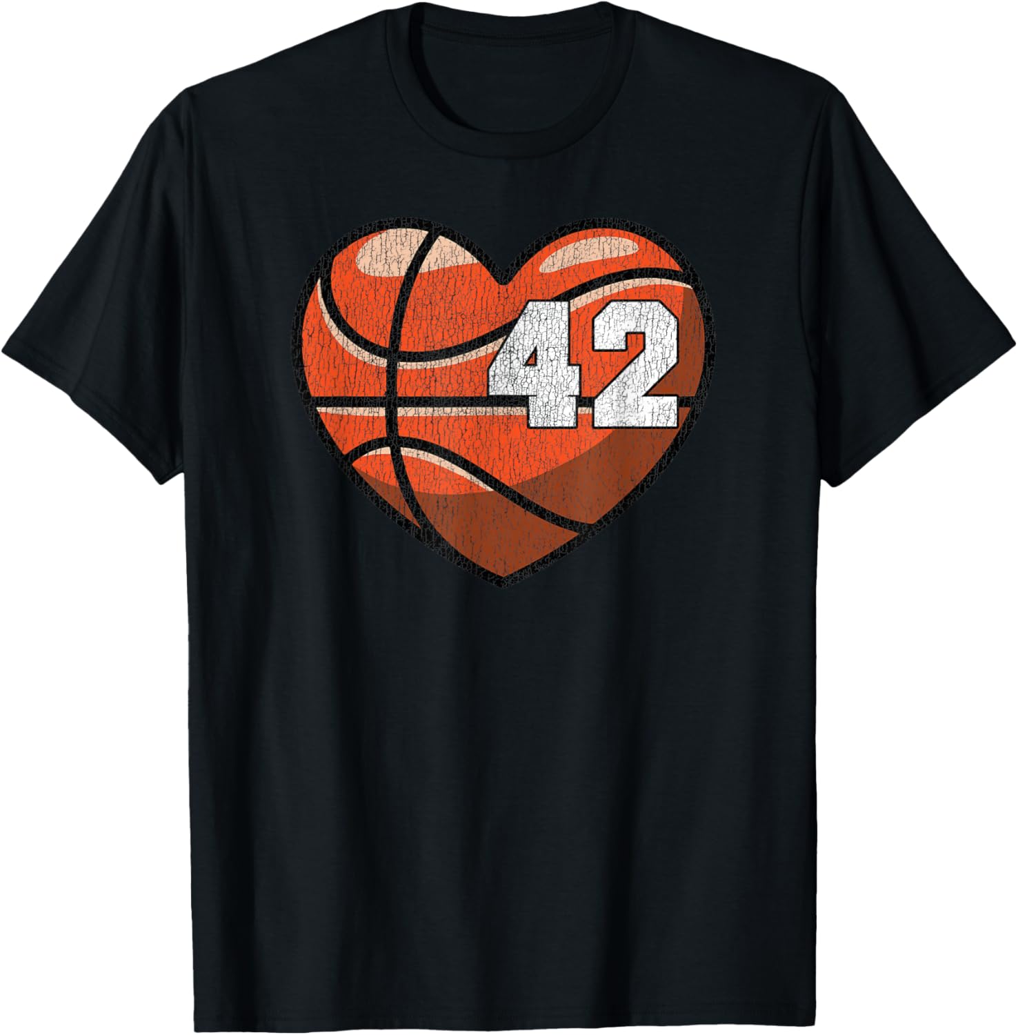 Distressed Heart Design Basketball Number 42 T-Shirt for Fans - 9