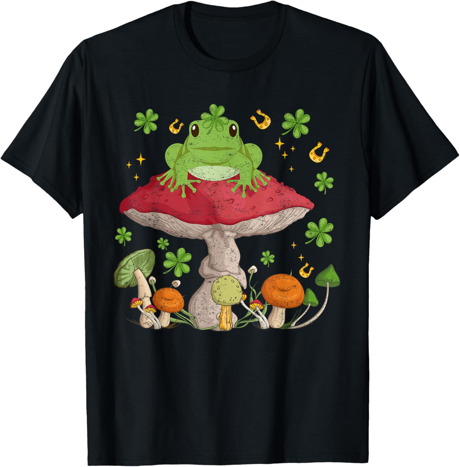 Charming Shamrock Frog Mushroom Cottagecore Tee for St Patricks Day - 2