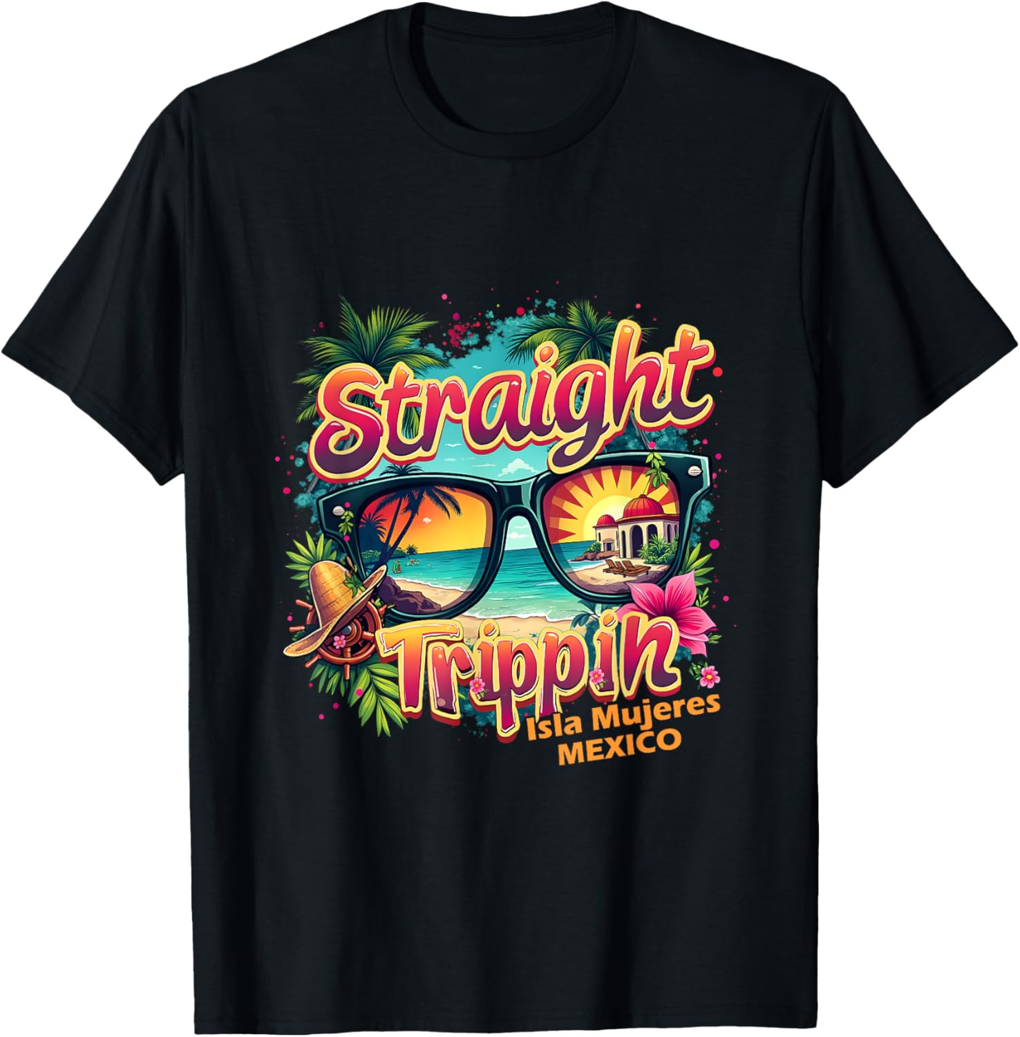 Isla Mujeres 2025 Retro Straight Trippin T-Shirt for Vacation Fun - 15