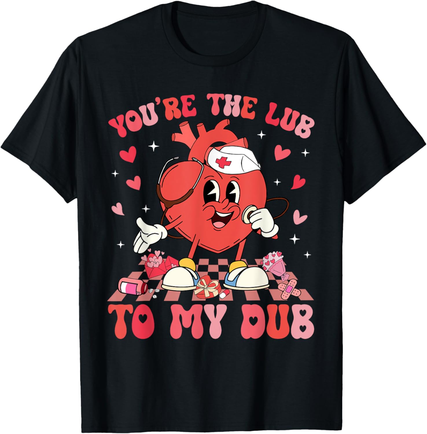 Valentine Retro You're The Lub To My Dub CVICU Nurse T-Shirt Gift - 15