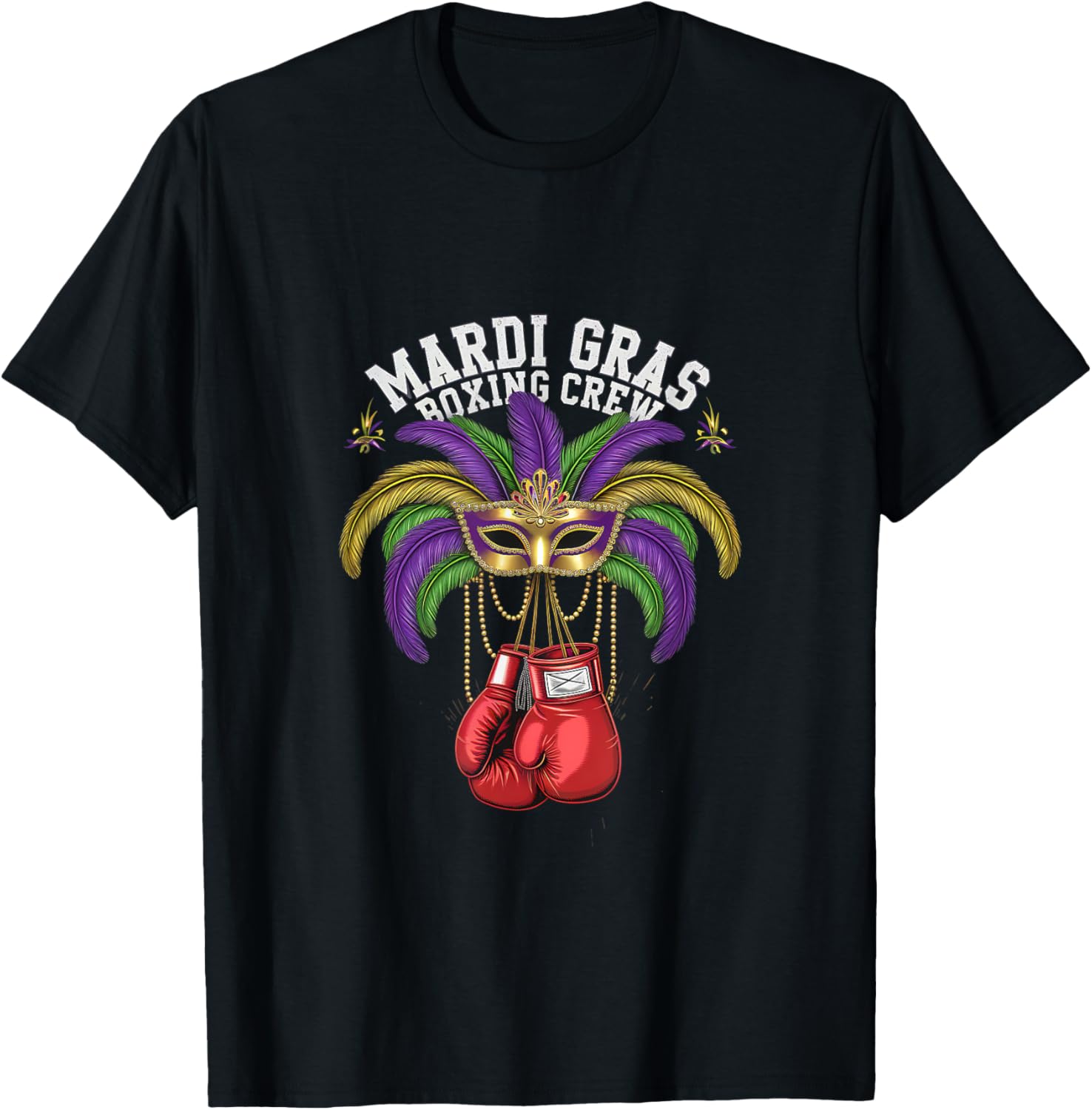 Mardi Gras Masquerade Boxing Crew T-Shirt for Festive Celebrations - 8