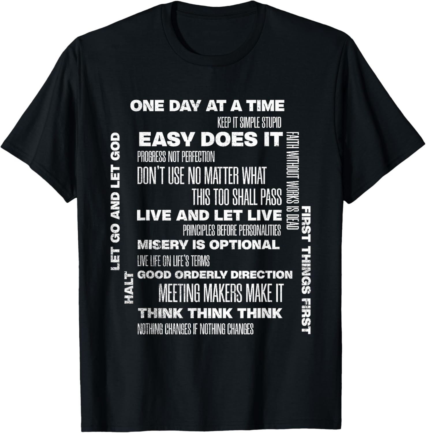 One Day At A Time Inspirational Recovery Sobriety Anniversary T-Shirt - 15