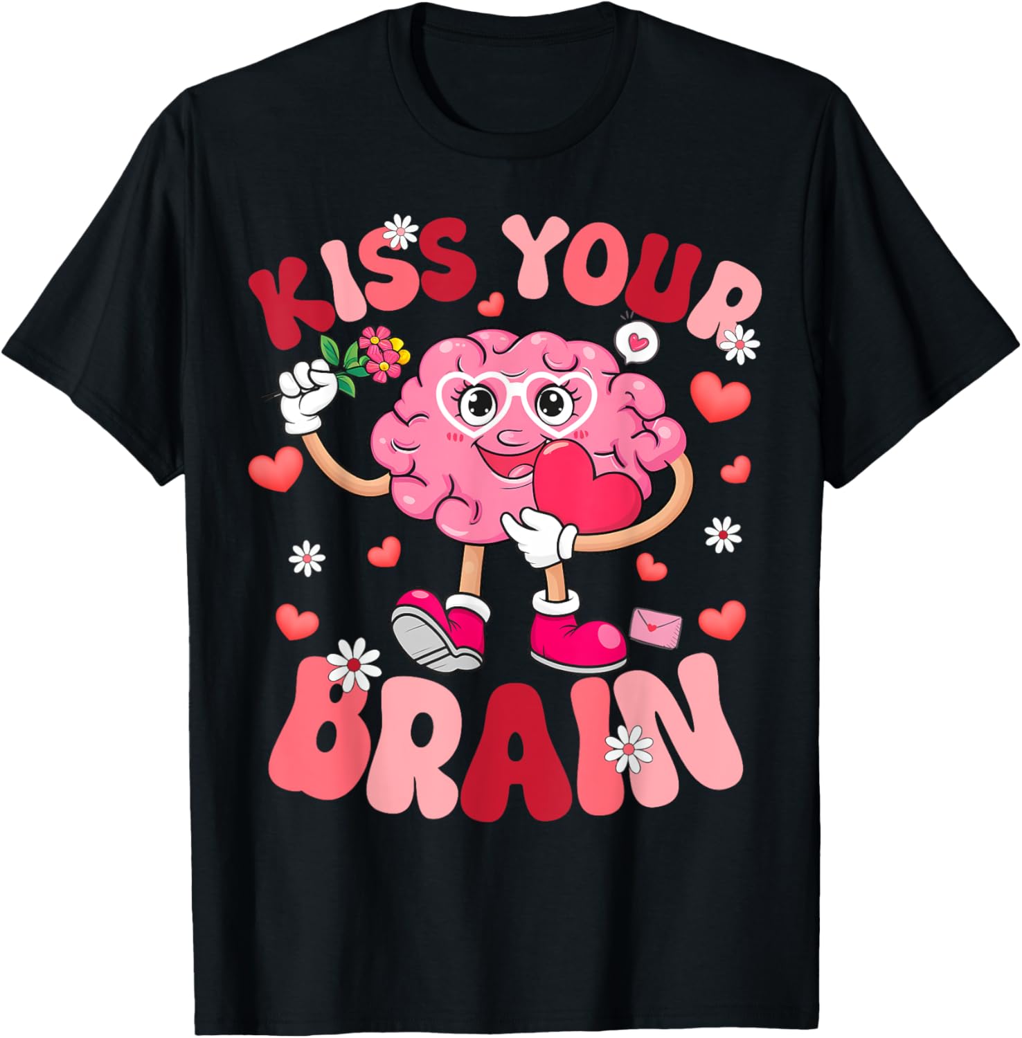 Kiss Your Brain Retro Valentines Day T-Shirt for Teacher Squad & Kids - 12