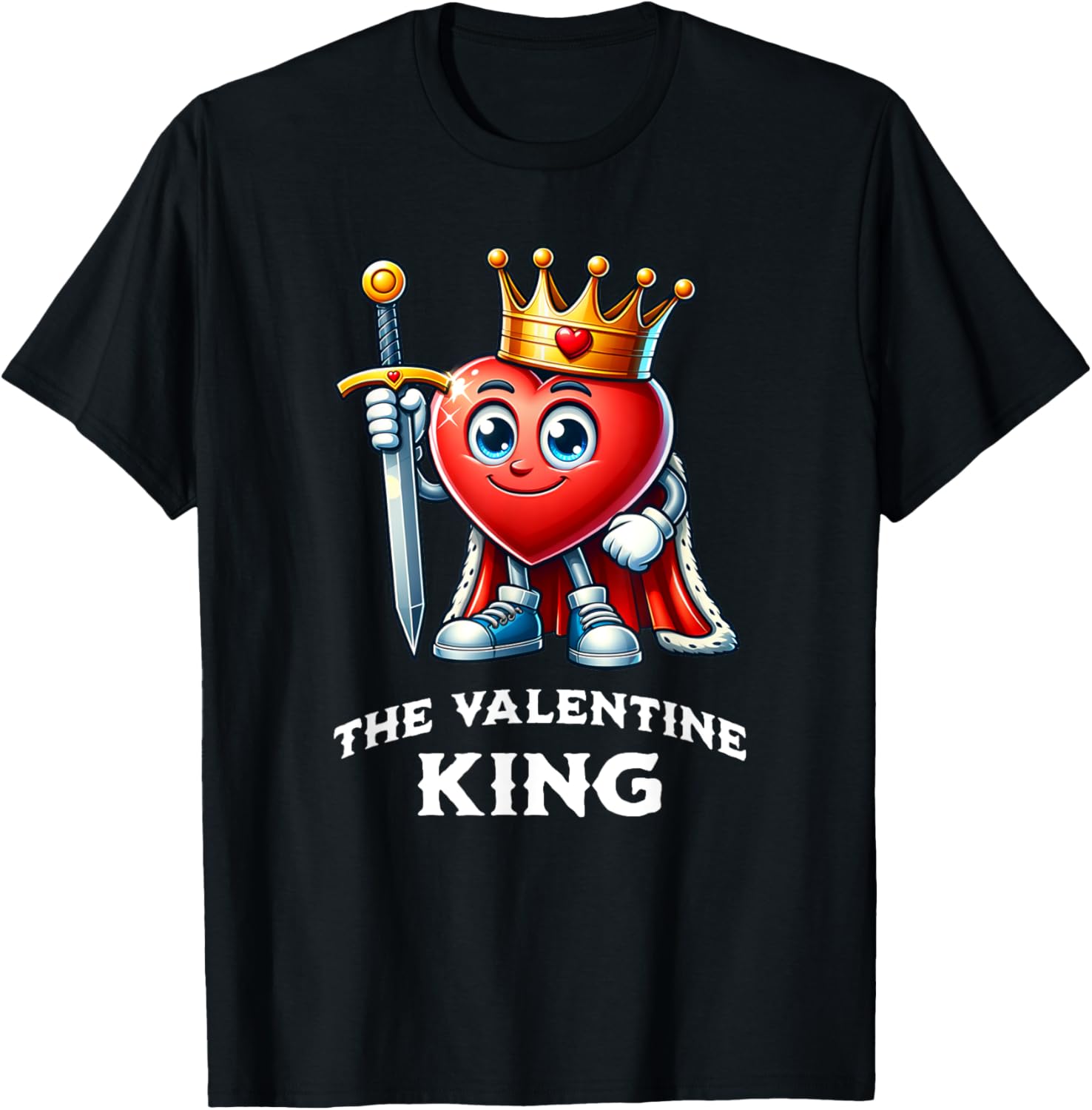 Funny Valentine's Day King Heart Graphic T-Shirt for Men and Boys - 1