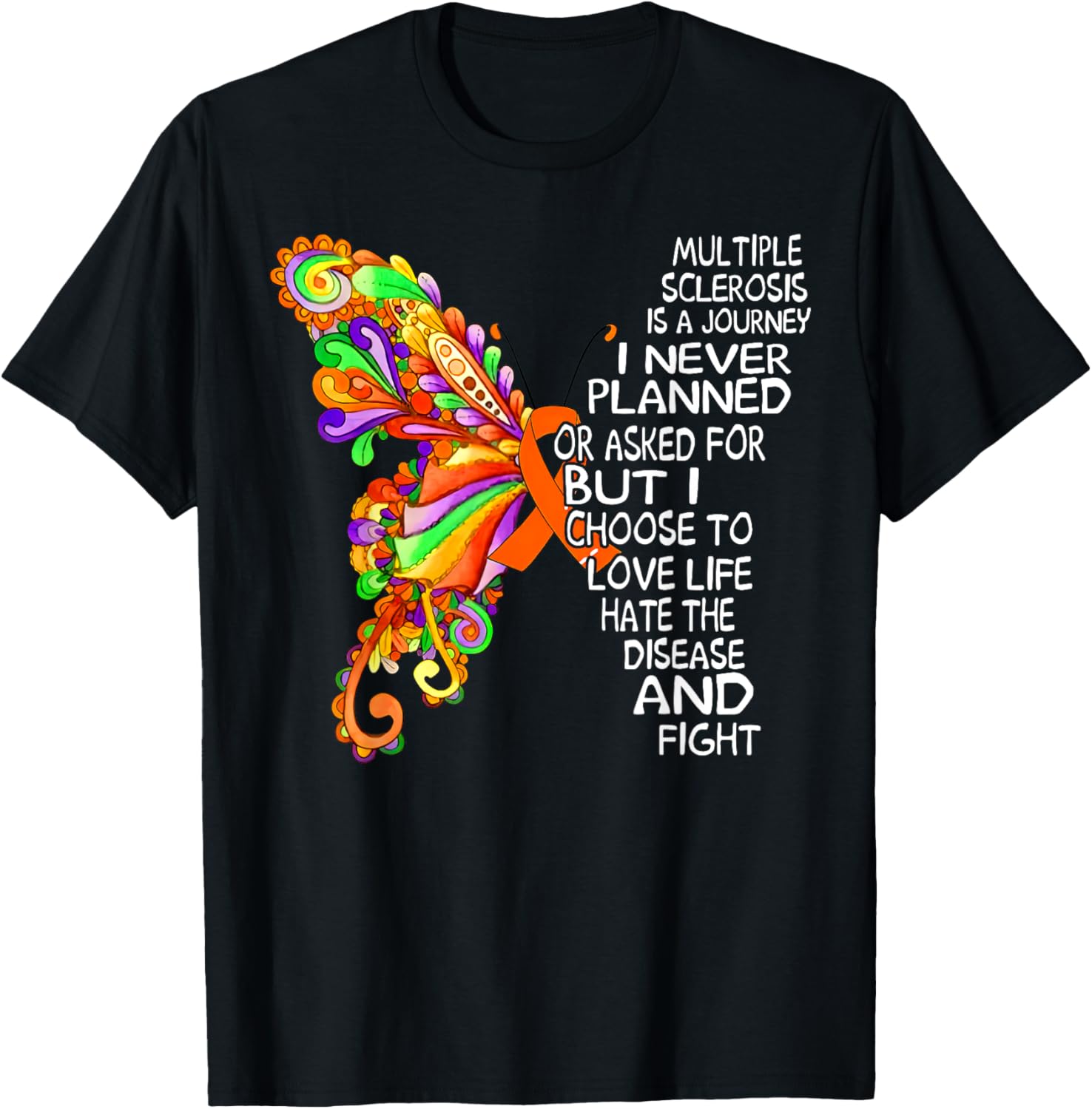 Butterfly Ribbon MS Warrior T-Shirt for Multiple Sclerosis Awareness - 22