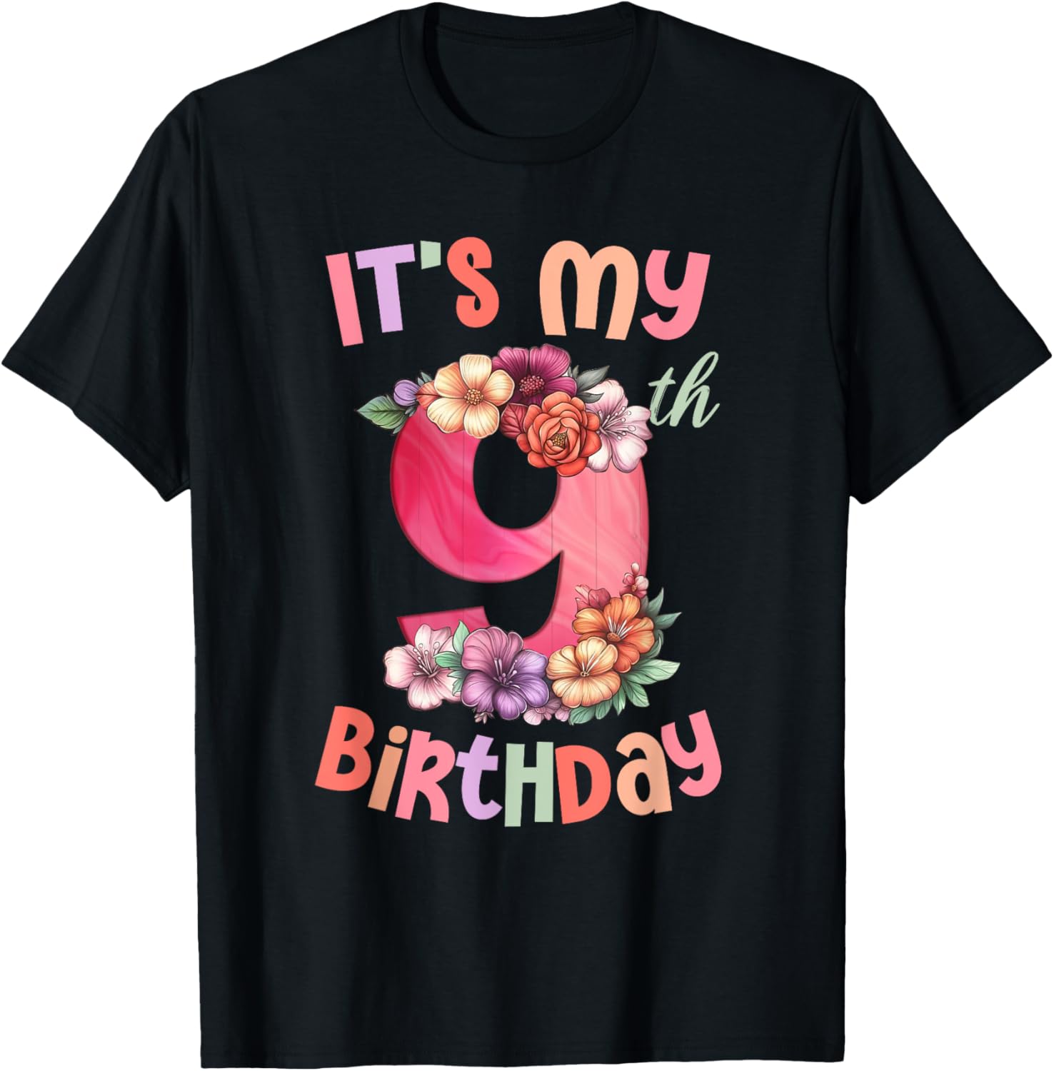 Aloha 9th Birthday Girl T-Shirt for Fun Hawaii Family Party Decor - 1