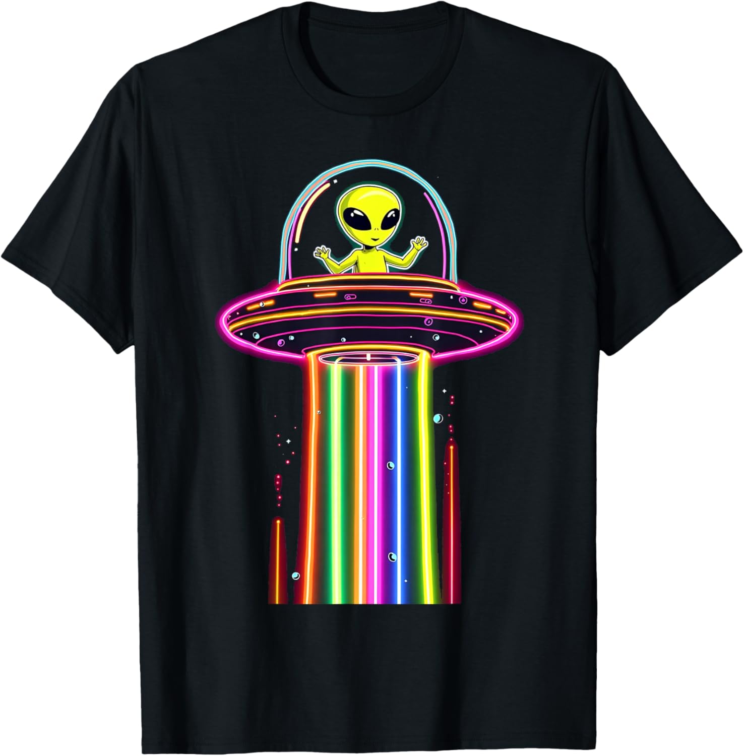 Colorful Alien Spaceship Lights Kids T-Shirt for Galaxy UFO Lovers - 5