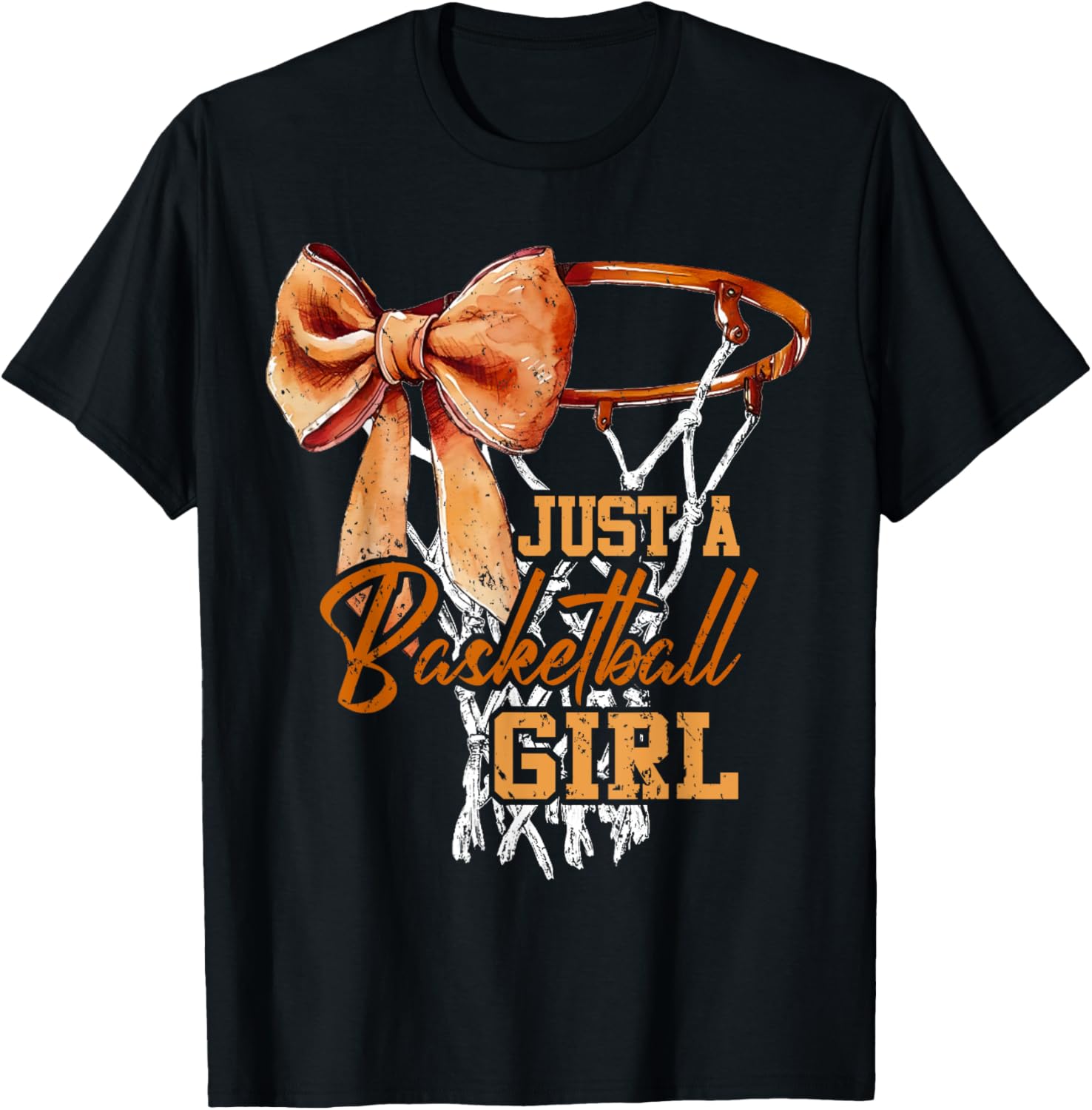 Just A Basketball Girl Cute Bow T-Shirt for Trendy Young Athletes - 17