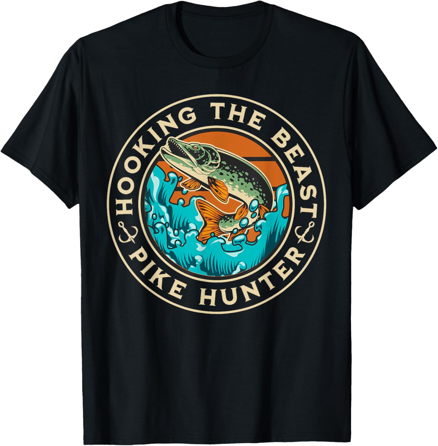 Vintage Pike Hunter Fishing T-Shirt for Men - Cool Fisherman Apparel - 8