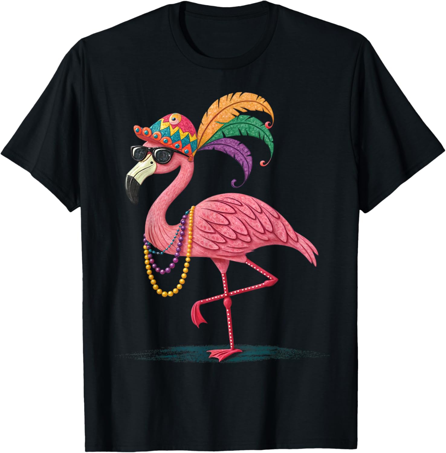 Funny Mardi Gras Flamingo Carnival Party T-Shirt for Fun Celebrations - 10