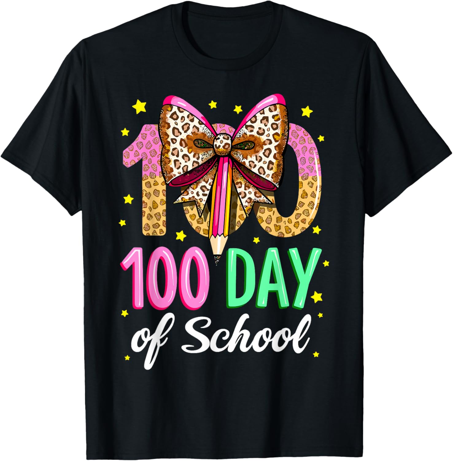 100 Days of School Coquette Bow T-Shirt for Girls Celebrating 100th Day - 7