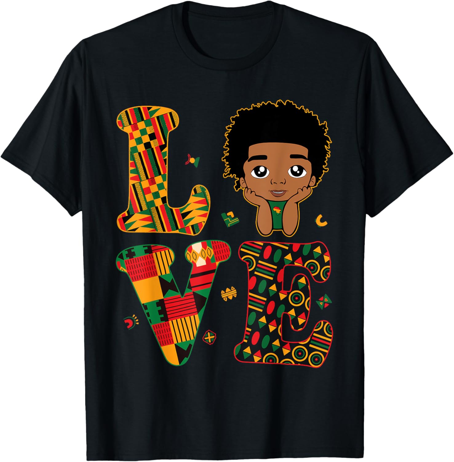 Proud LOVE African Kente Toddler Boys T-Shirt for Black History Month - 26
