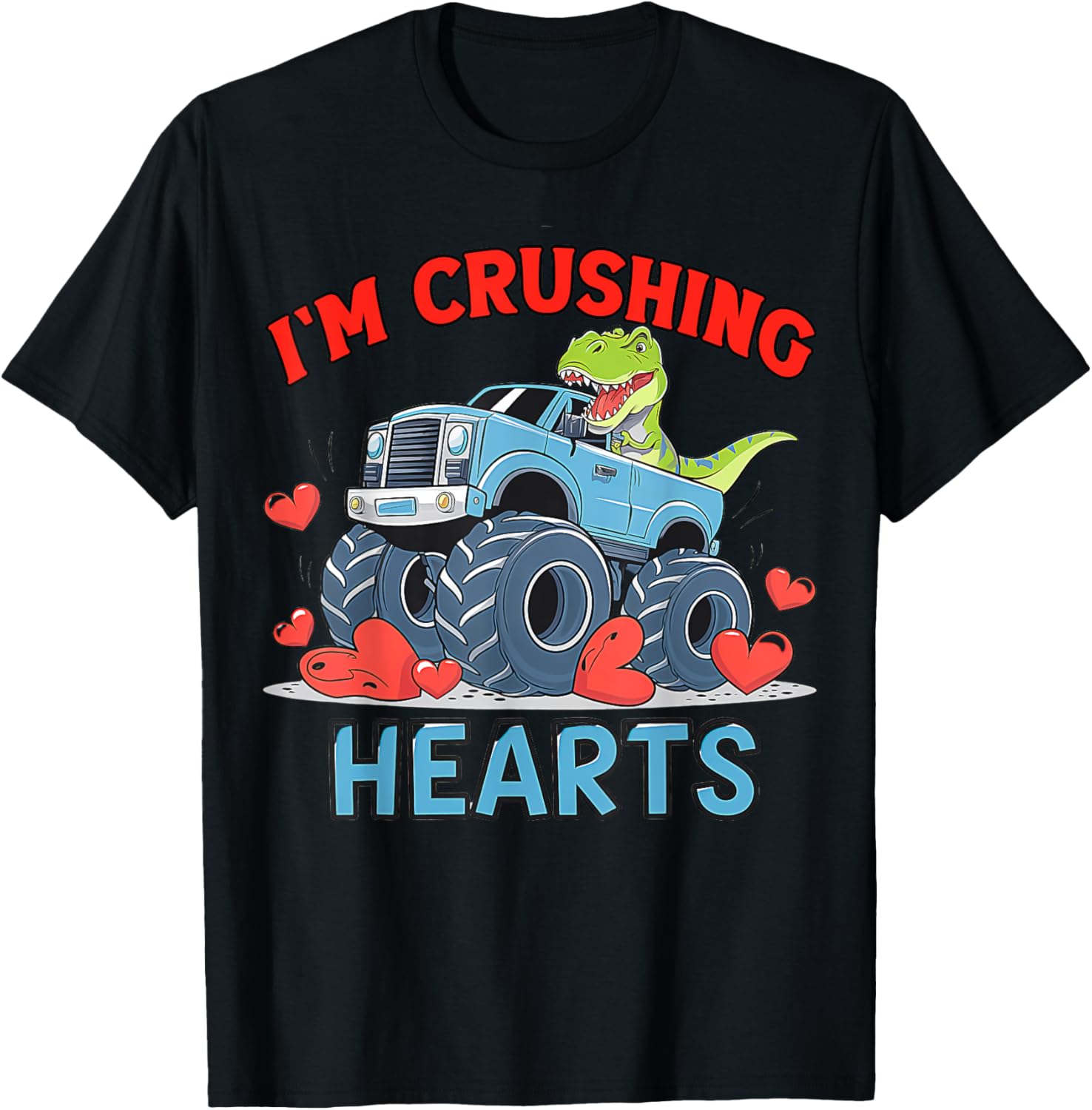 Hearts Crusher Monster Truck Valentine's Day T-Shirt for Kids and Adults - 6