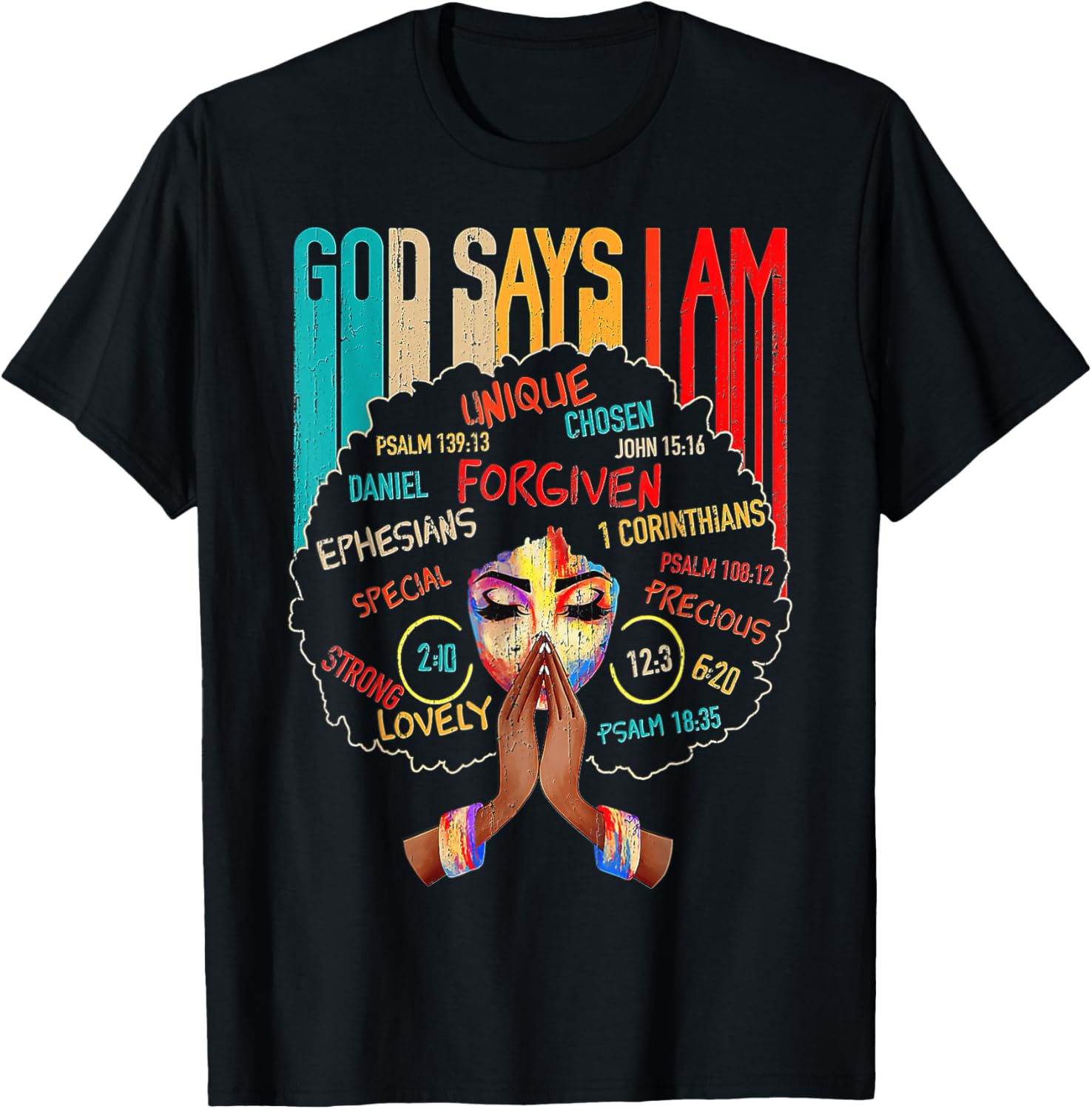 Empowerment T-Shirt for Black Girls - God Says I Am Statement Tee - 16